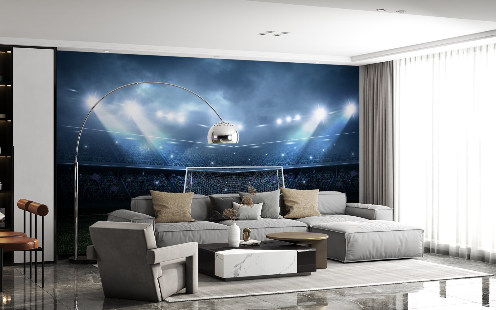 Fototapeta futbalové ihrisko osvetlené reflektormi