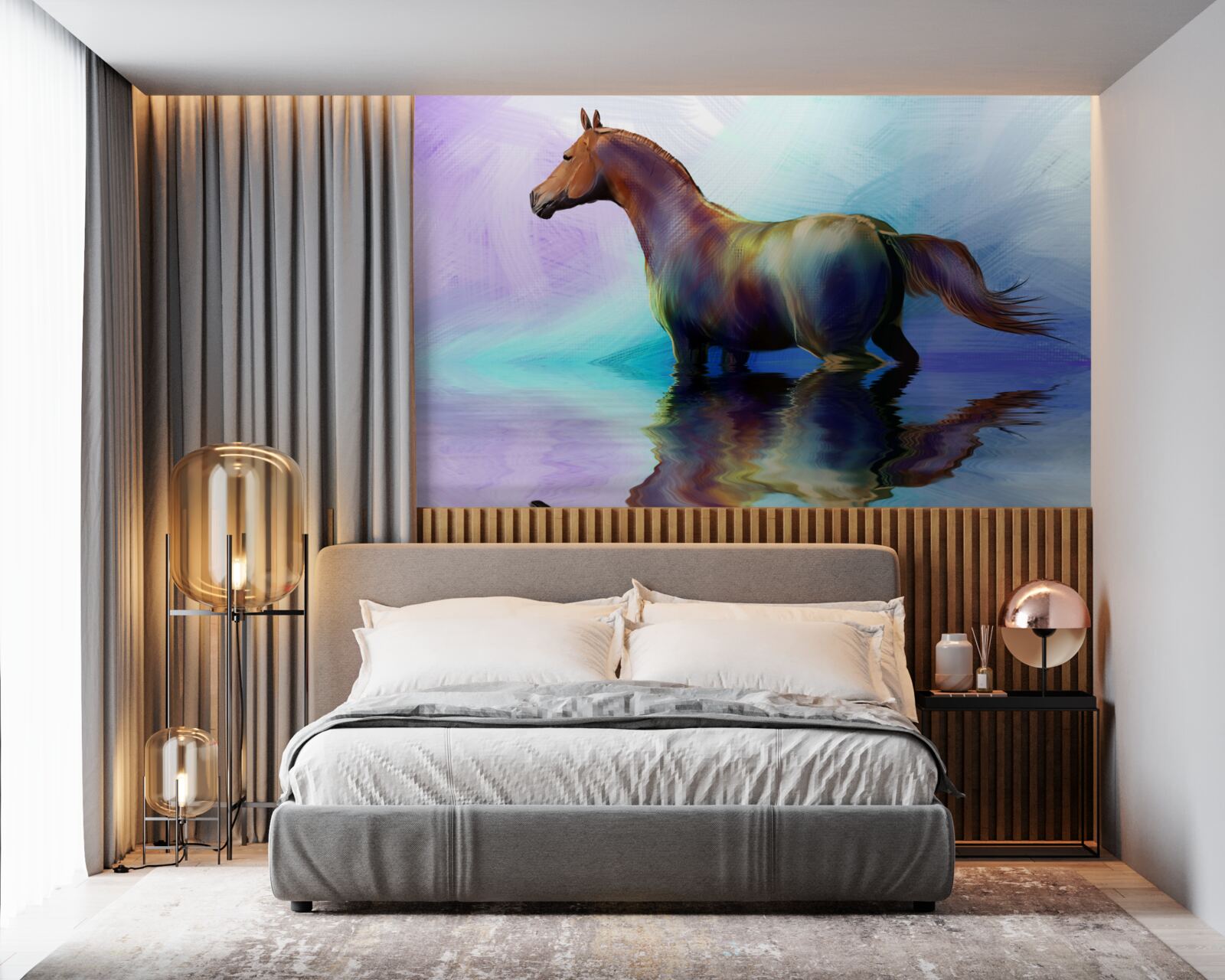 Fototapeta kôň je vo vode