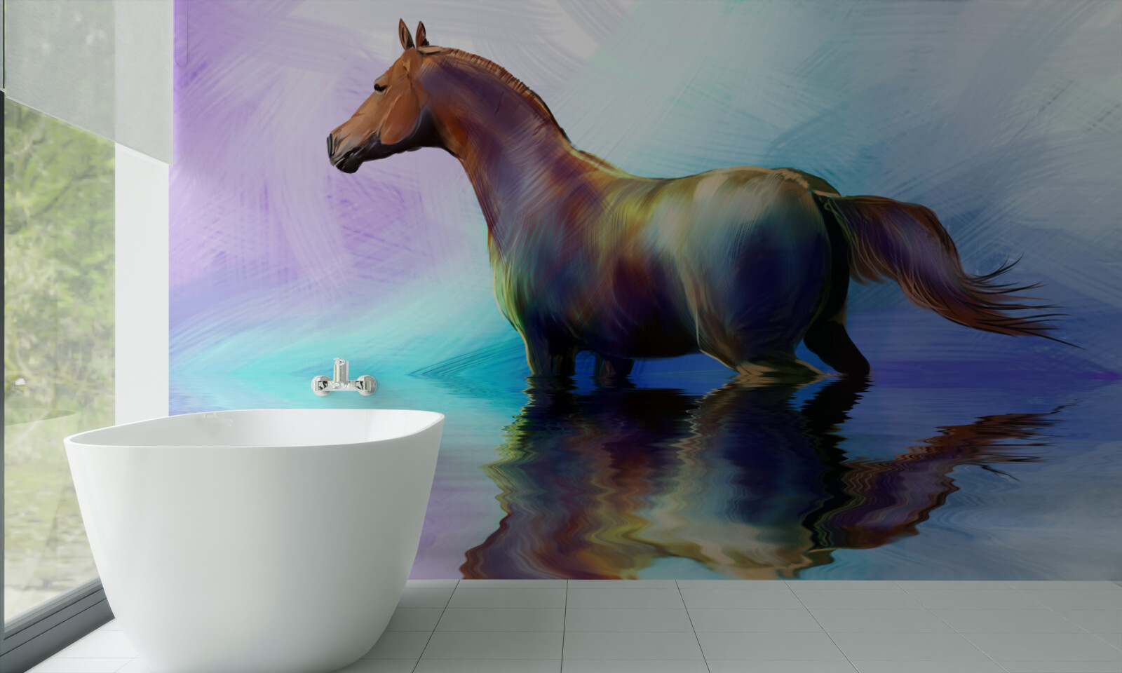 Fototapeta kôň je vo vode
