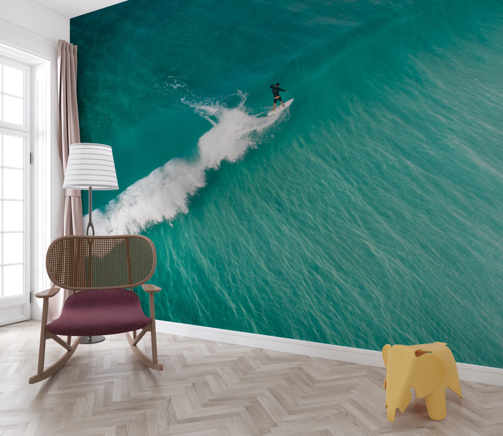 Fototapeta osamelý surfer v rozľahlosti oceánu