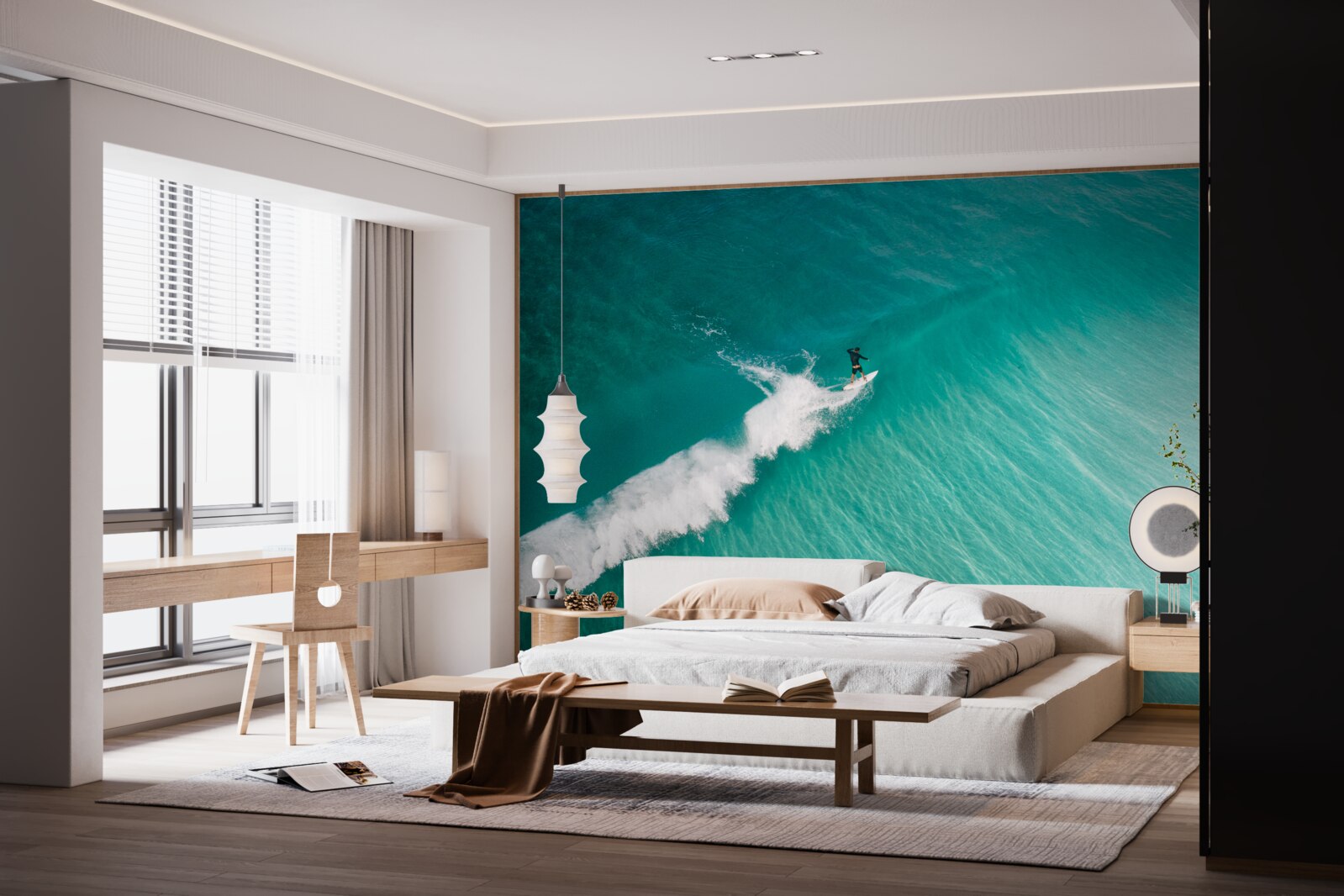 Fototapeta osamelý surfer v rozľahlosti oceánu