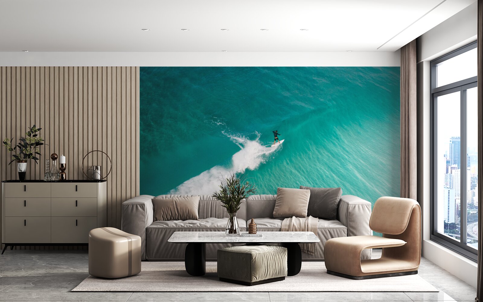 Fototapeta osamelý surfer v rozľahlosti oceánu