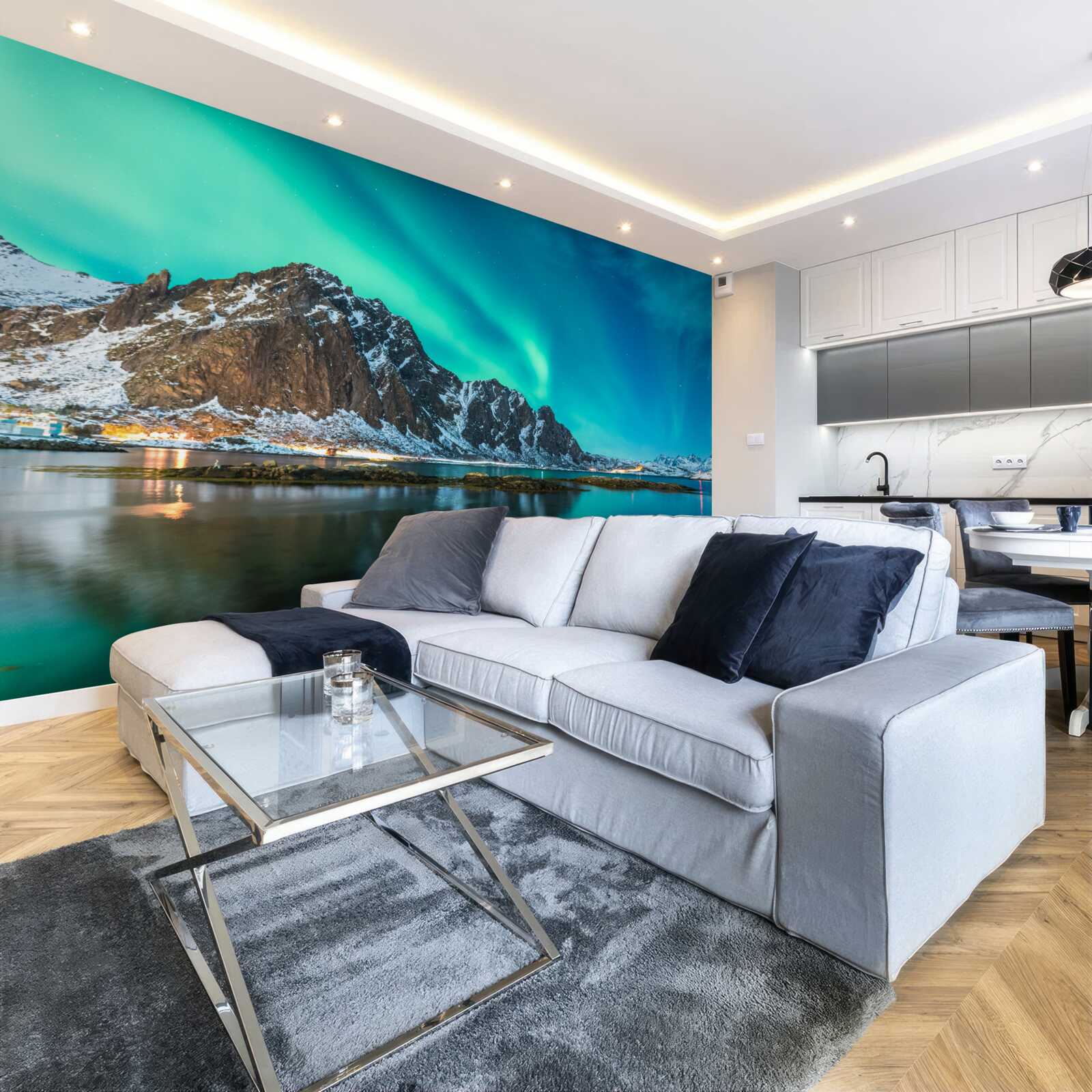 Fototapeta polárna žiara nad vrcholom