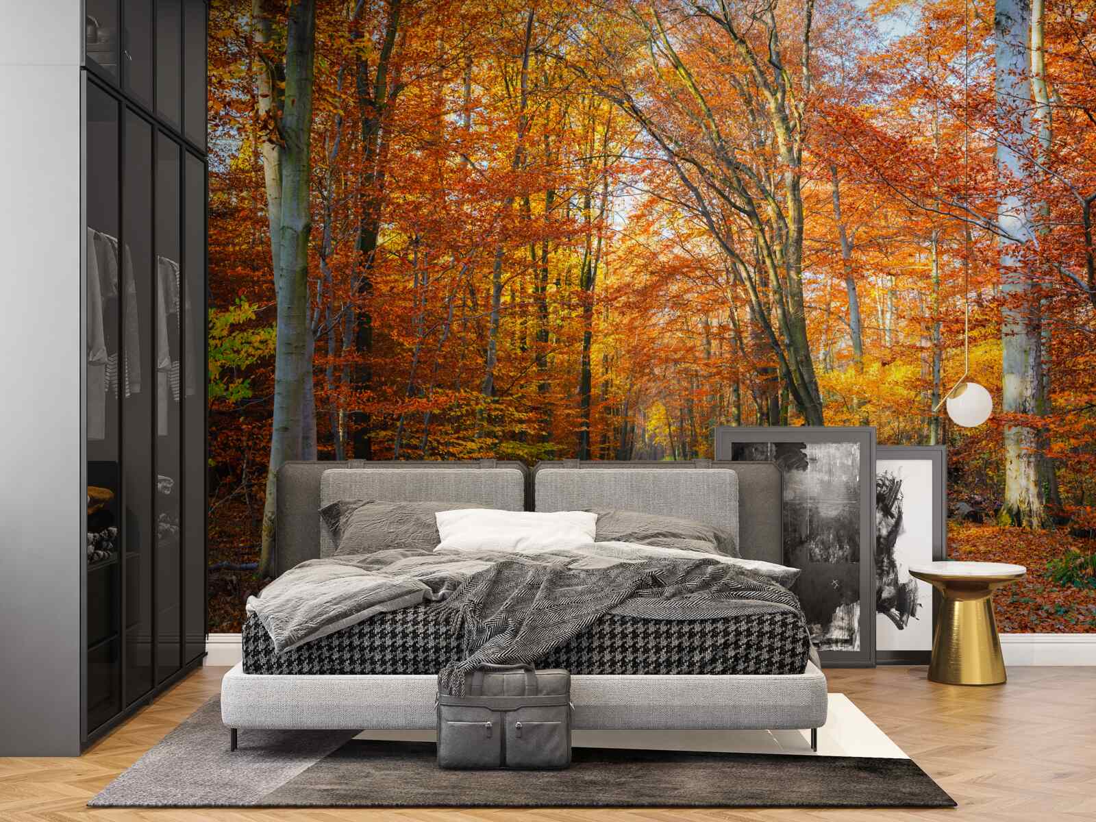 Fototapeta stromy s padajúcimi listami na jeseň