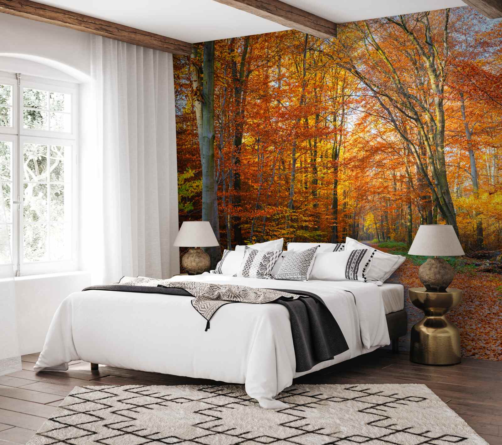 Fototapeta stromy s padajúcimi listami na jeseň