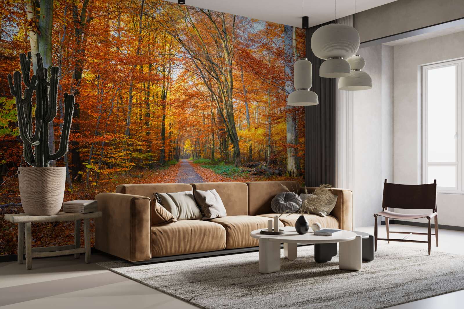 Fototapeta stromy s padajúcimi listami na jeseň