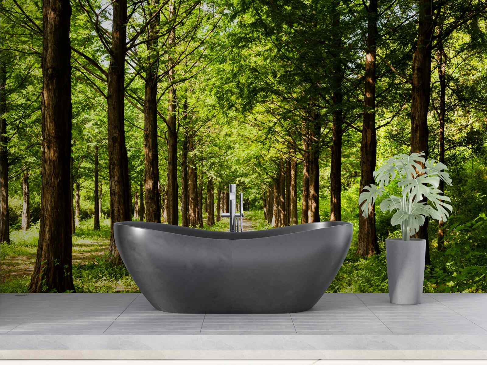 Fototapeta priestranná cesta medzi smaragdovými stromami