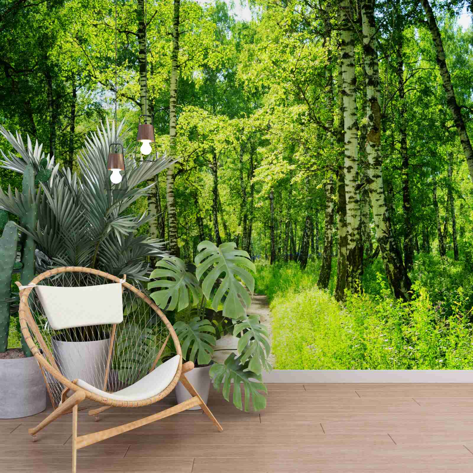 Fototapeta cesta obklopená zelenými stromami