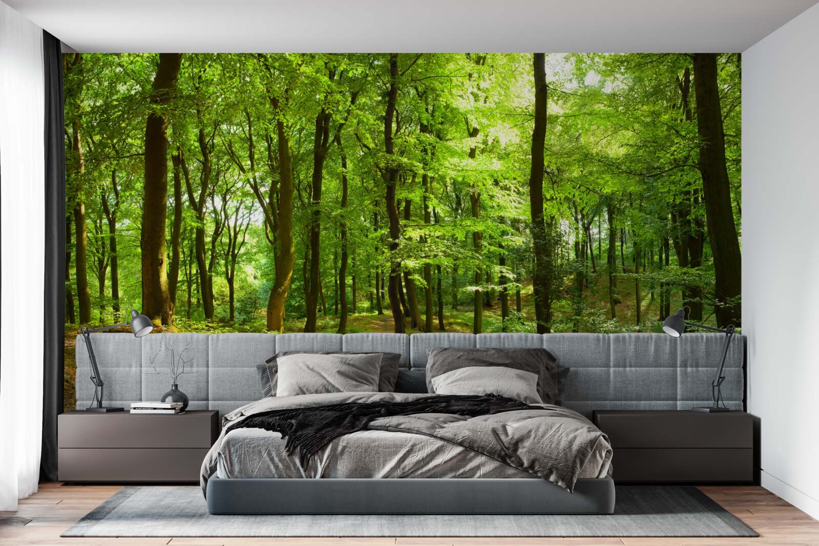 Fototapeta trávnik v hustom smaragdovom lese