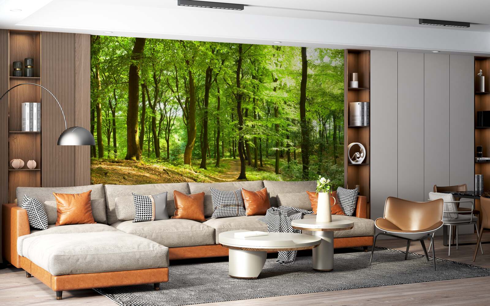 Fototapeta trávnik v hustom smaragdovom lese