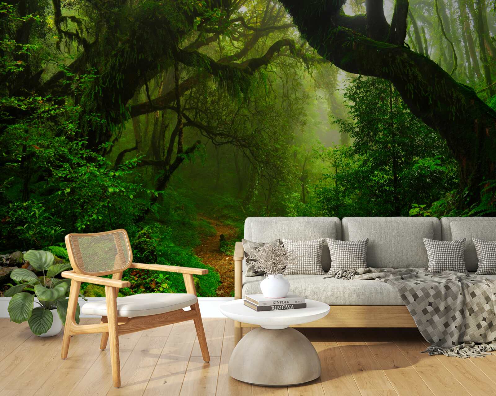 Fototapeta cesta cez hustý zelený les