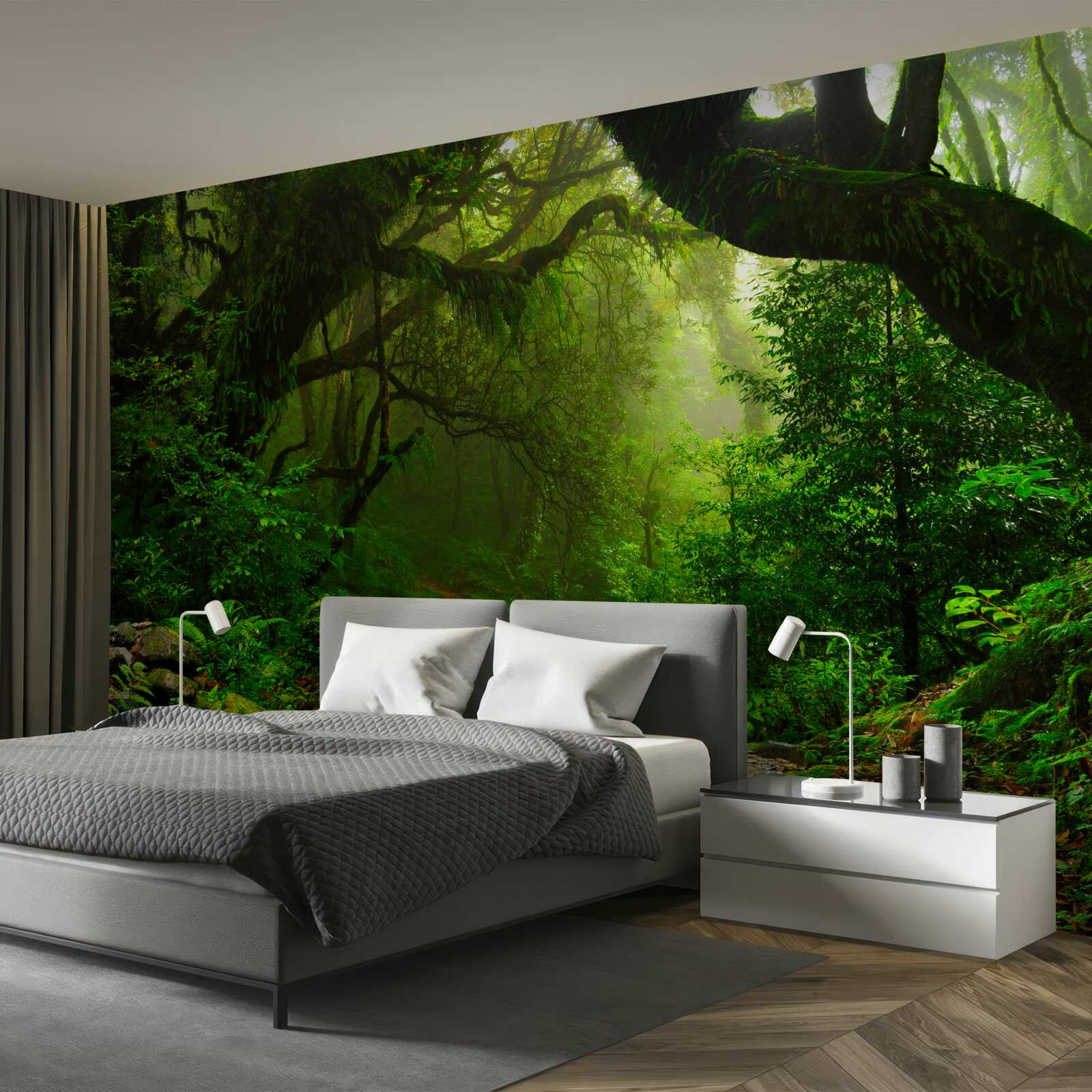 Fototapeta cesta cez hustý zelený les