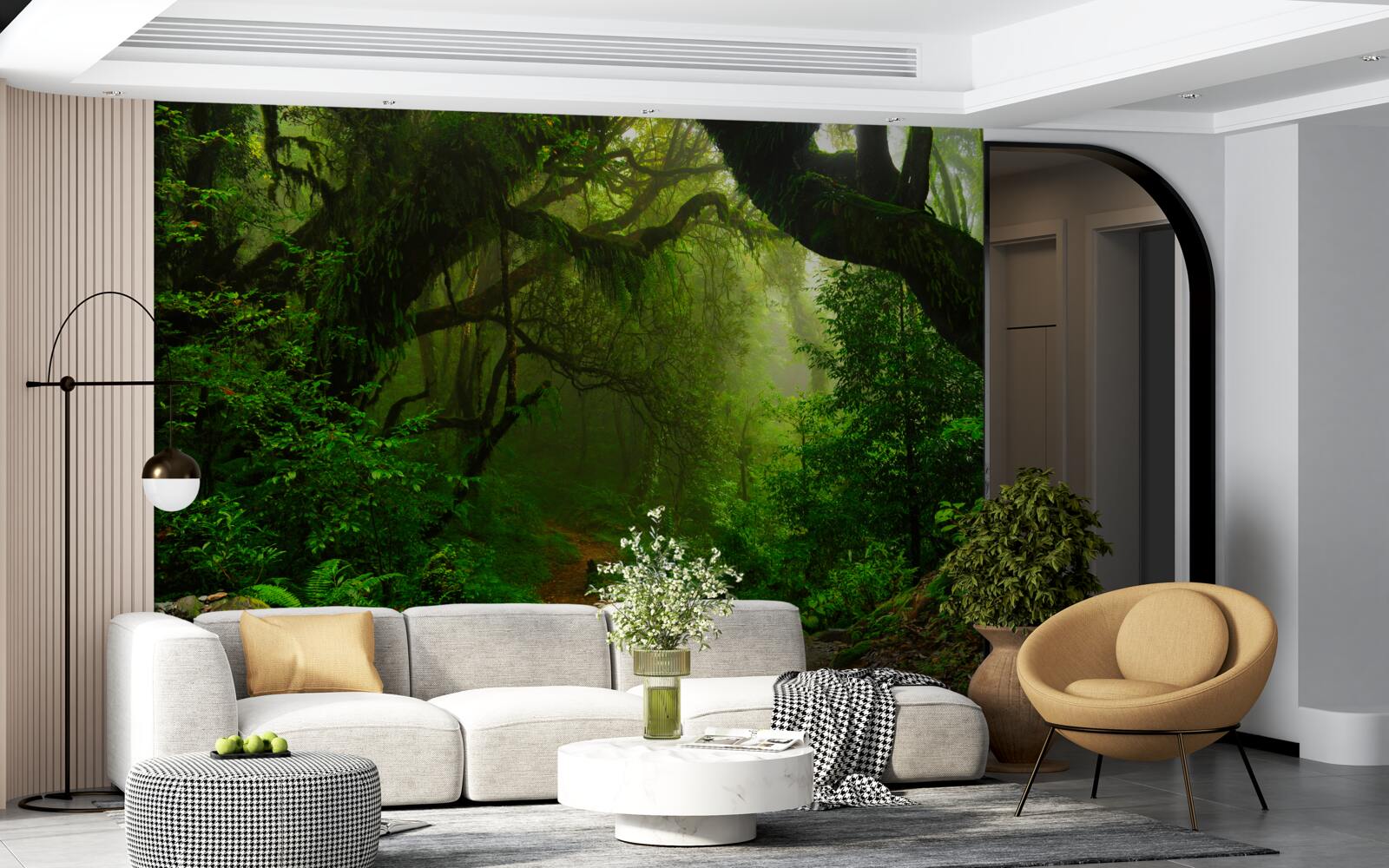 Fototapeta cesta cez hustý zelený les