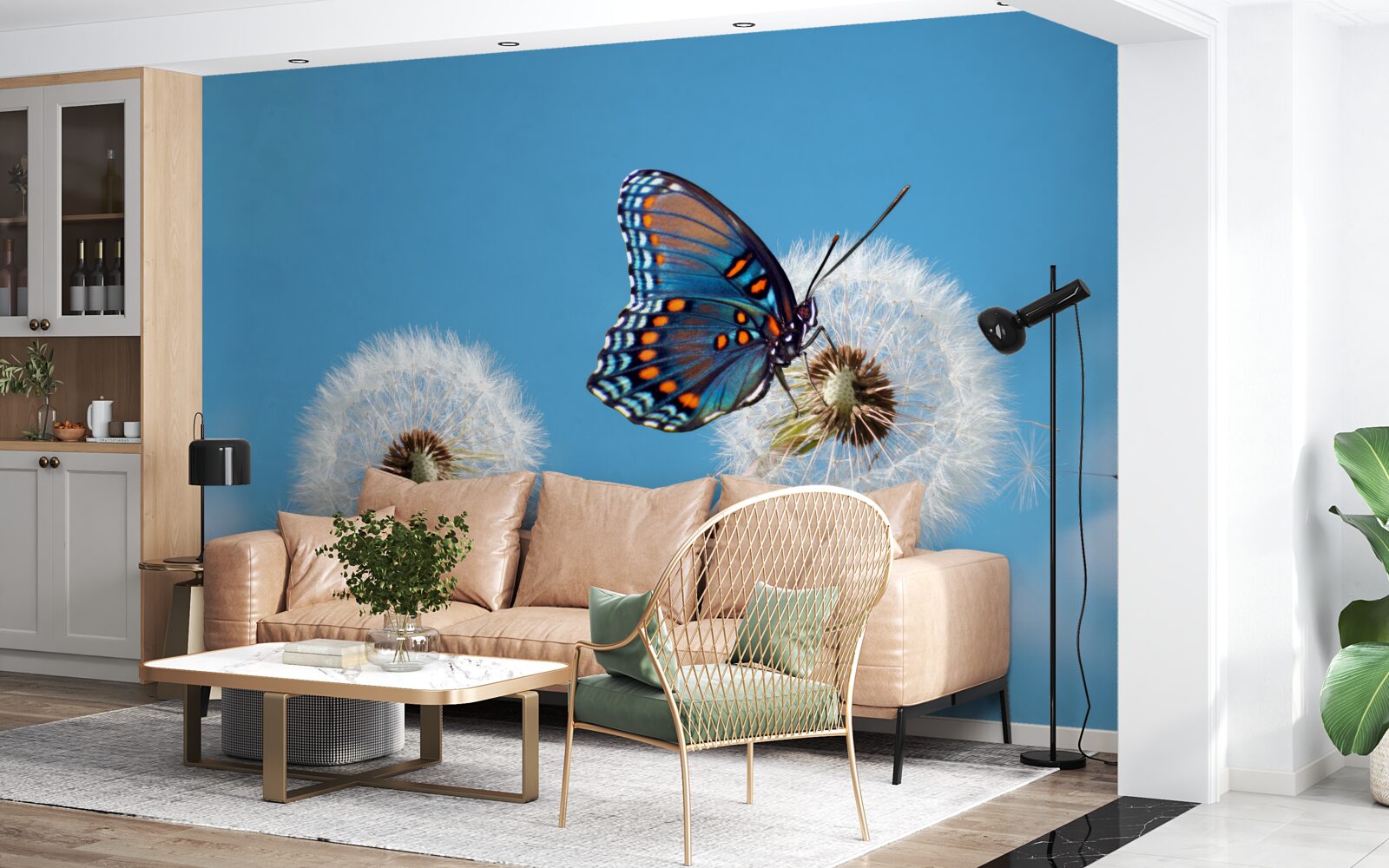 Fototapeta na uschnutej púpave sedí motýľ