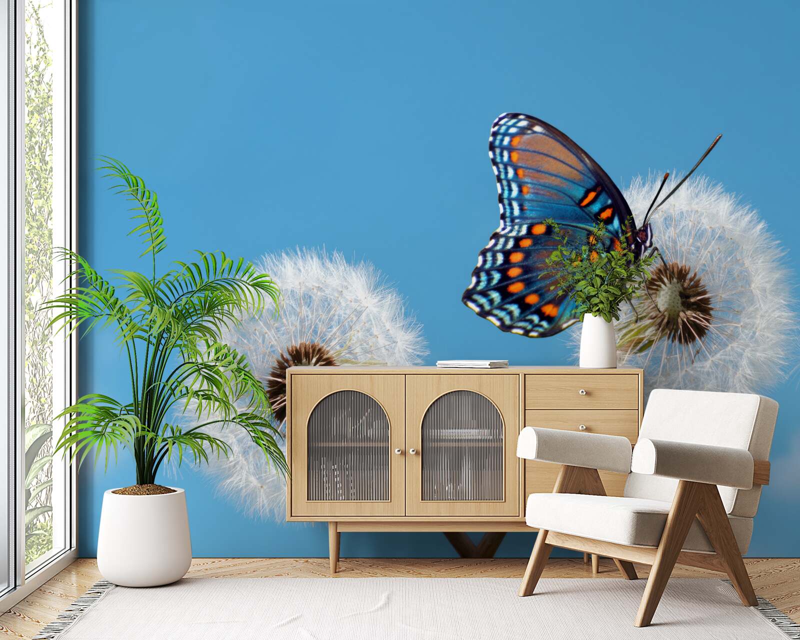 Fototapeta na uschnutej púpave sedí motýľ