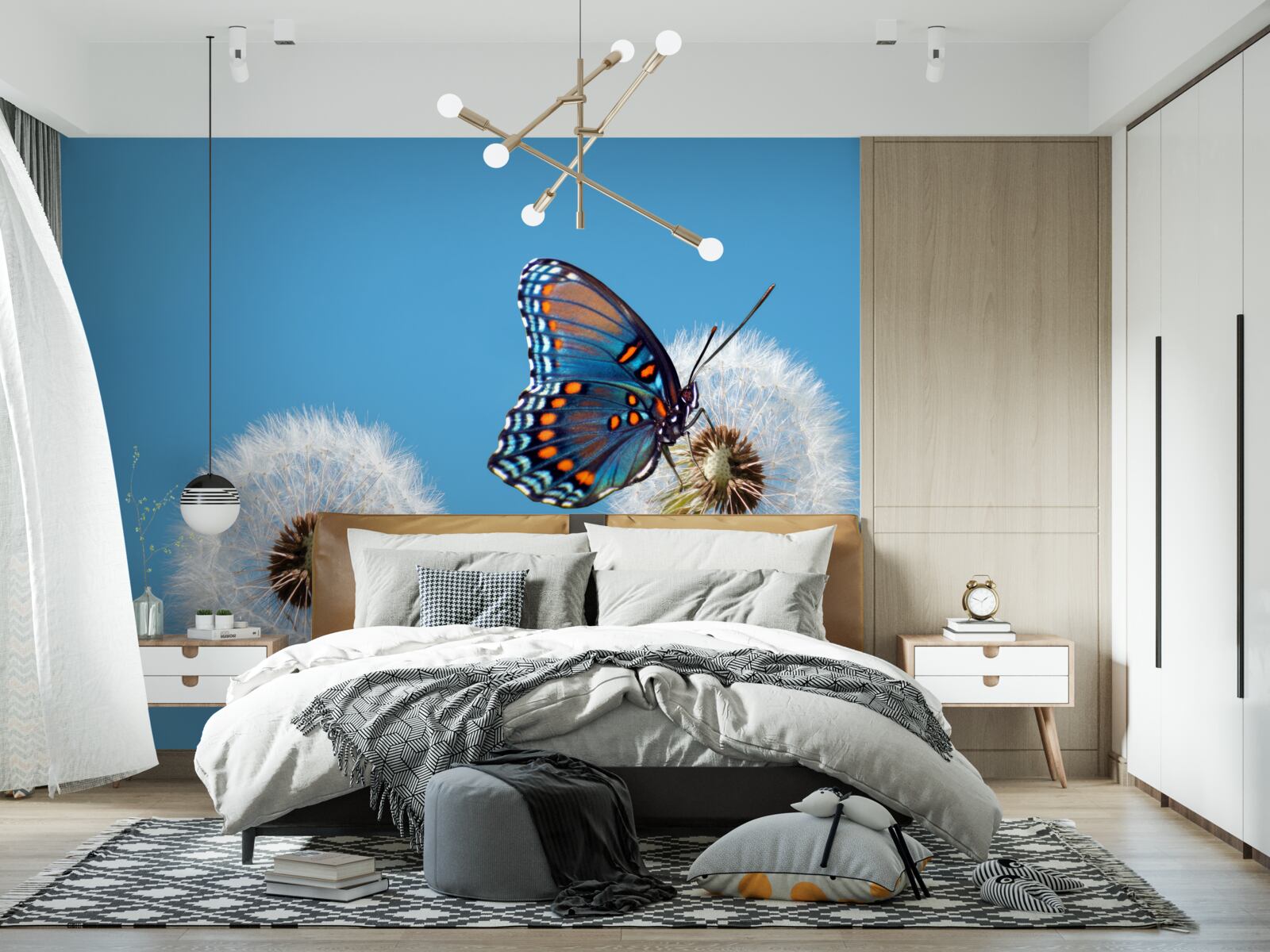 Fototapeta na uschnutej púpave sedí motýľ