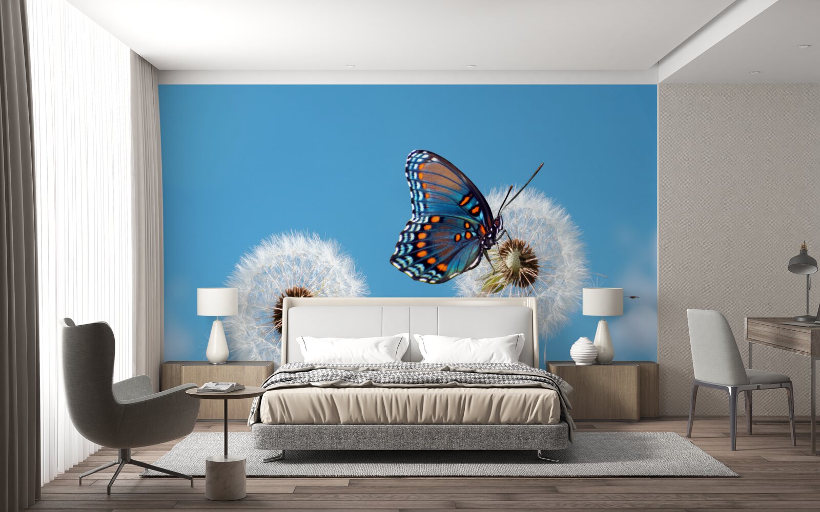 Fototapeta na uschnutej púpave sedí motýľ