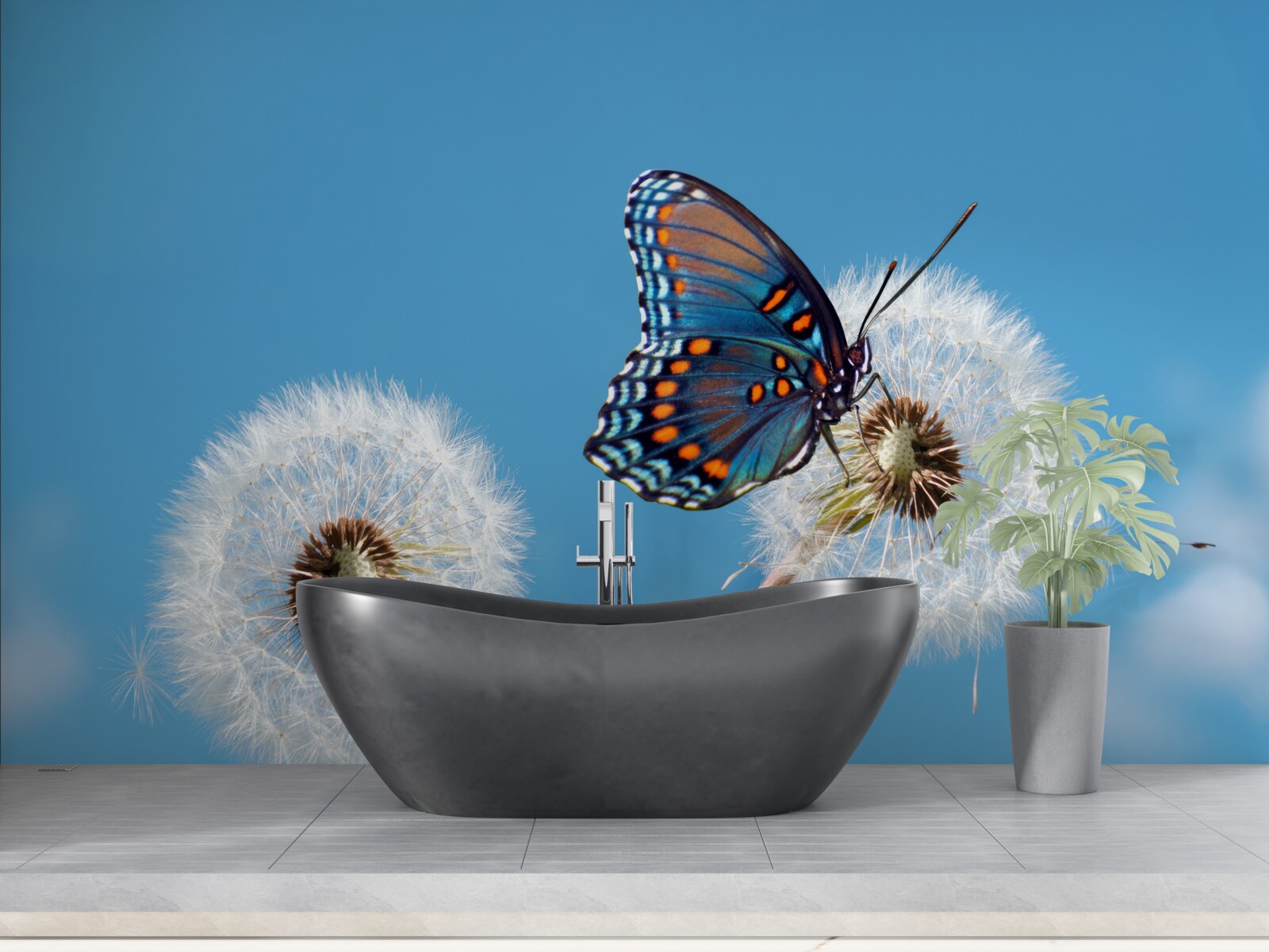 Fototapeta na uschnutej púpave sedí motýľ