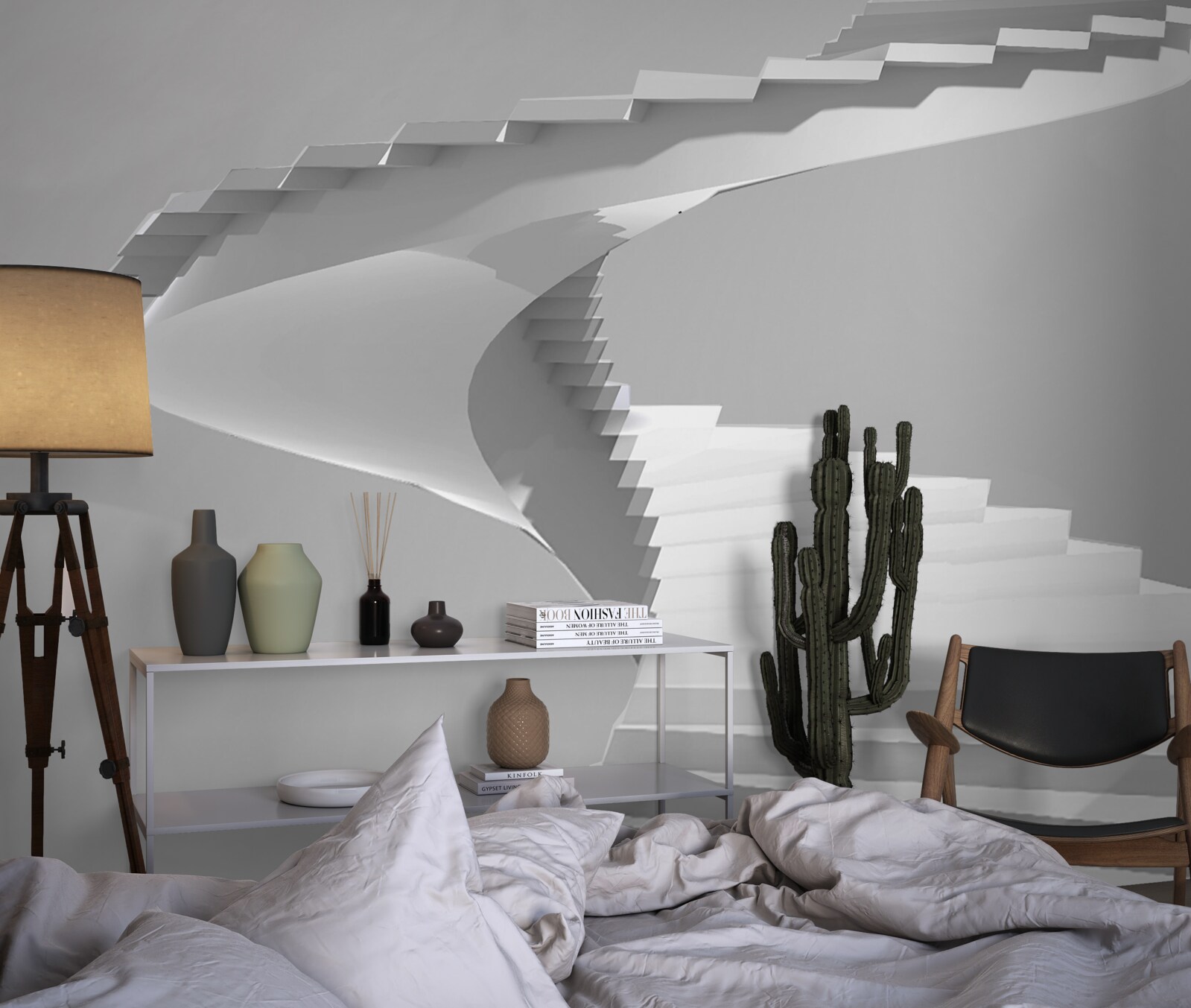 Fototapeta biele víriace schody