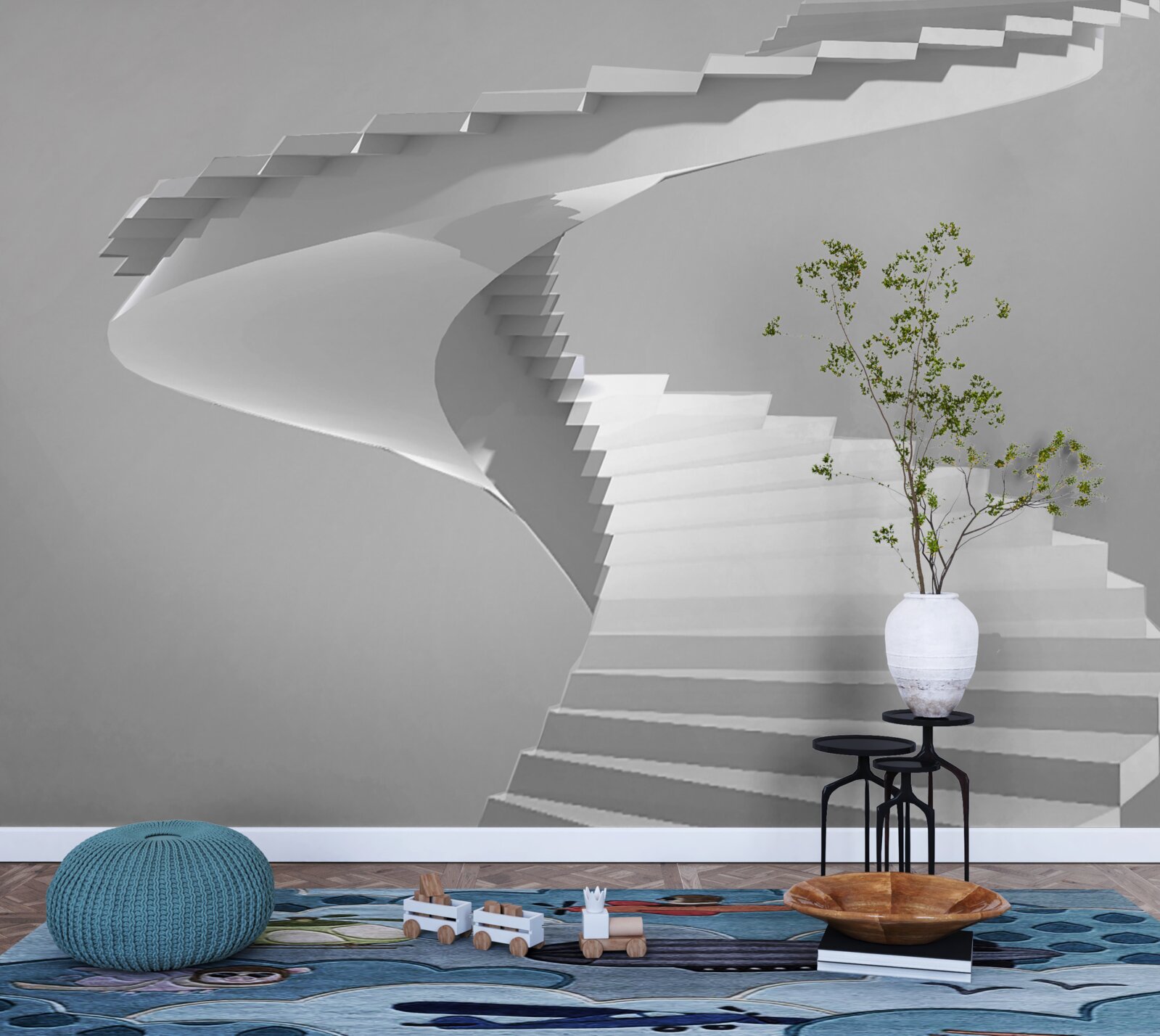 Fototapeta biele víriace schody
