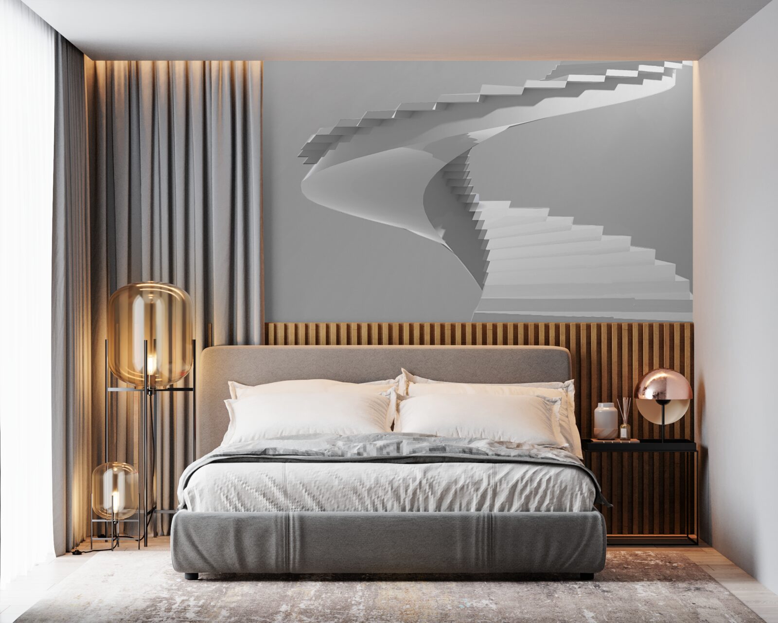 Fototapeta biele víriace schody