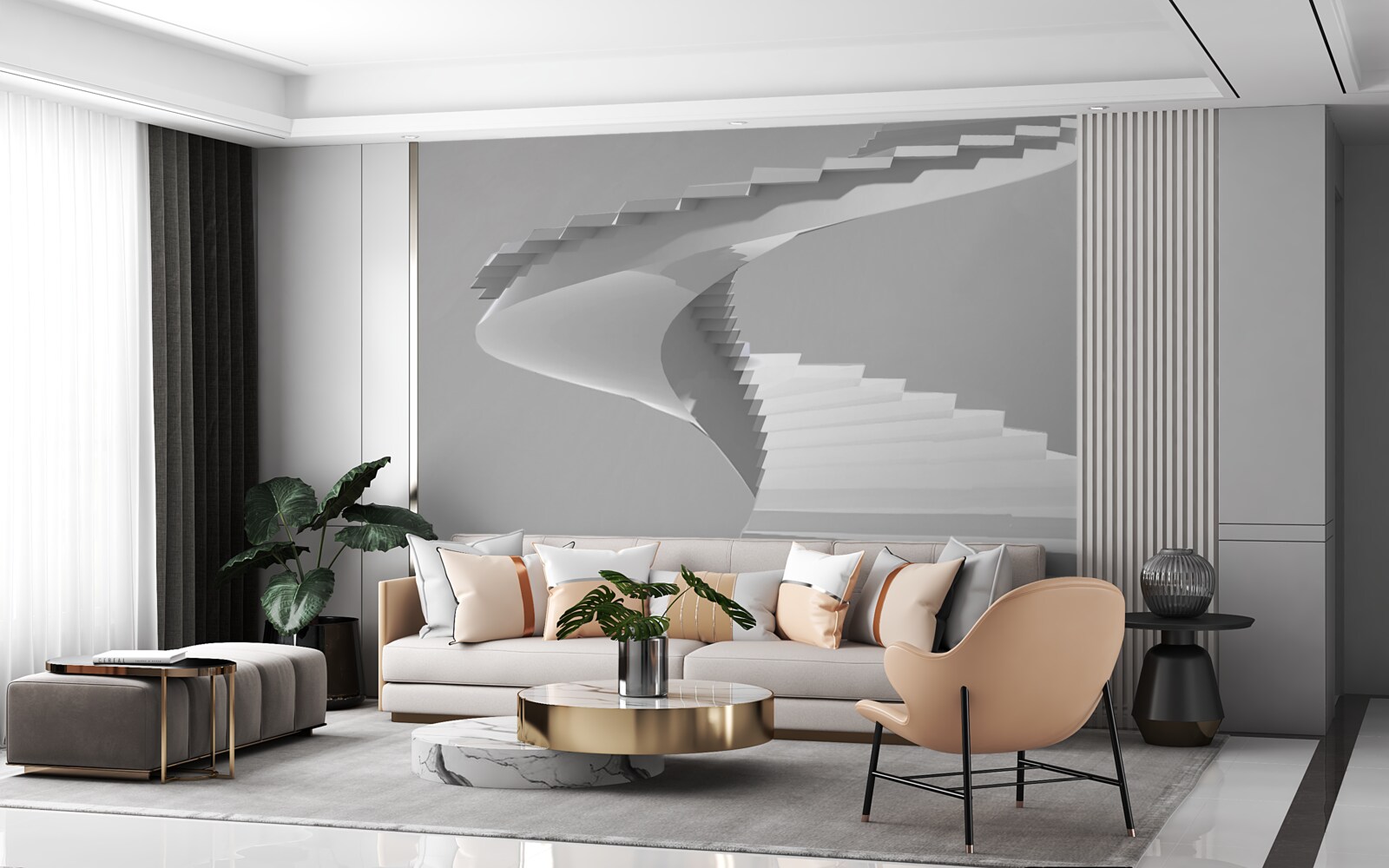 Fototapeta biele víriace schody