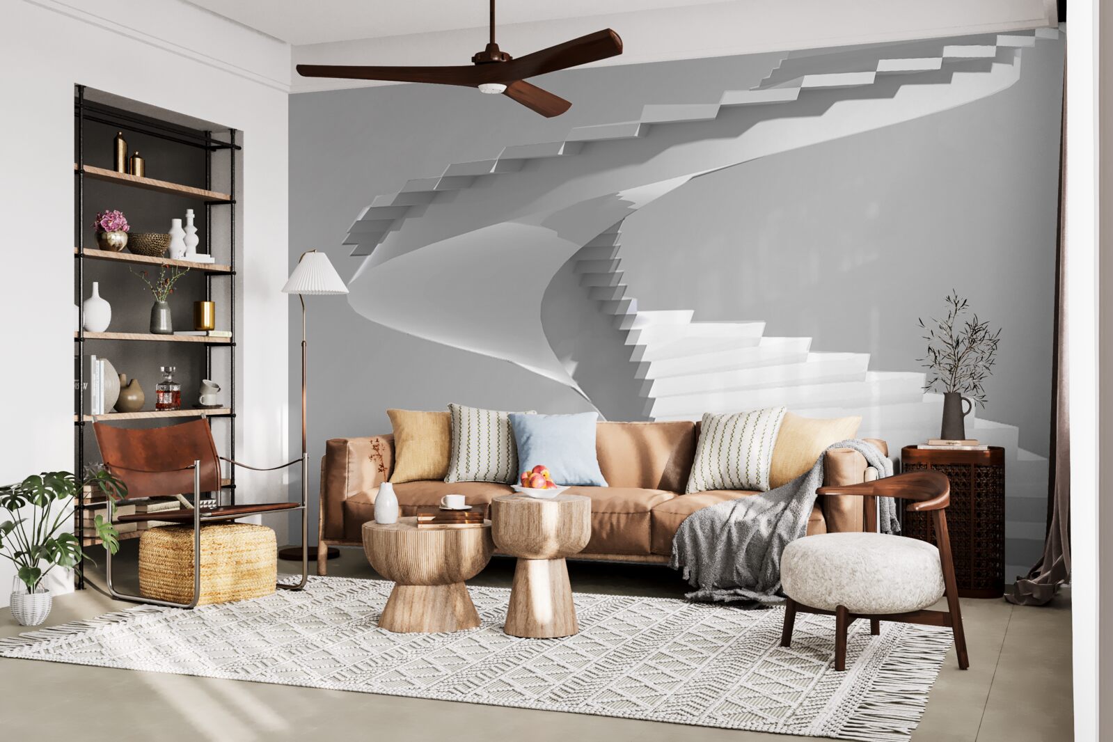 Fototapeta biele víriace schody