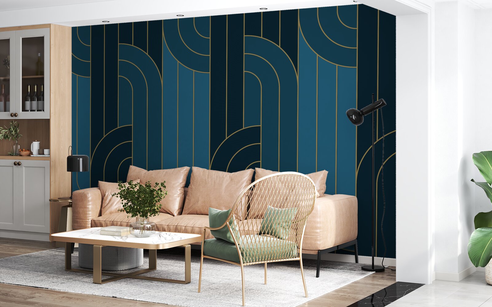 Fototapeta línie sýtomodrej farby, ktoré sú navzájom spojené