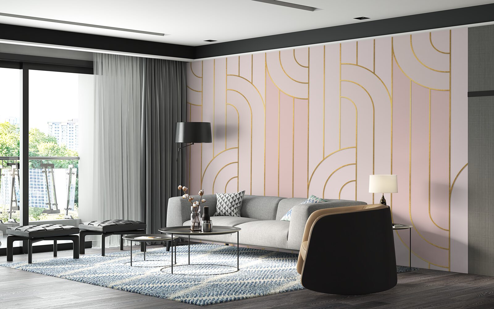 Fototapeta jemné ružové línie