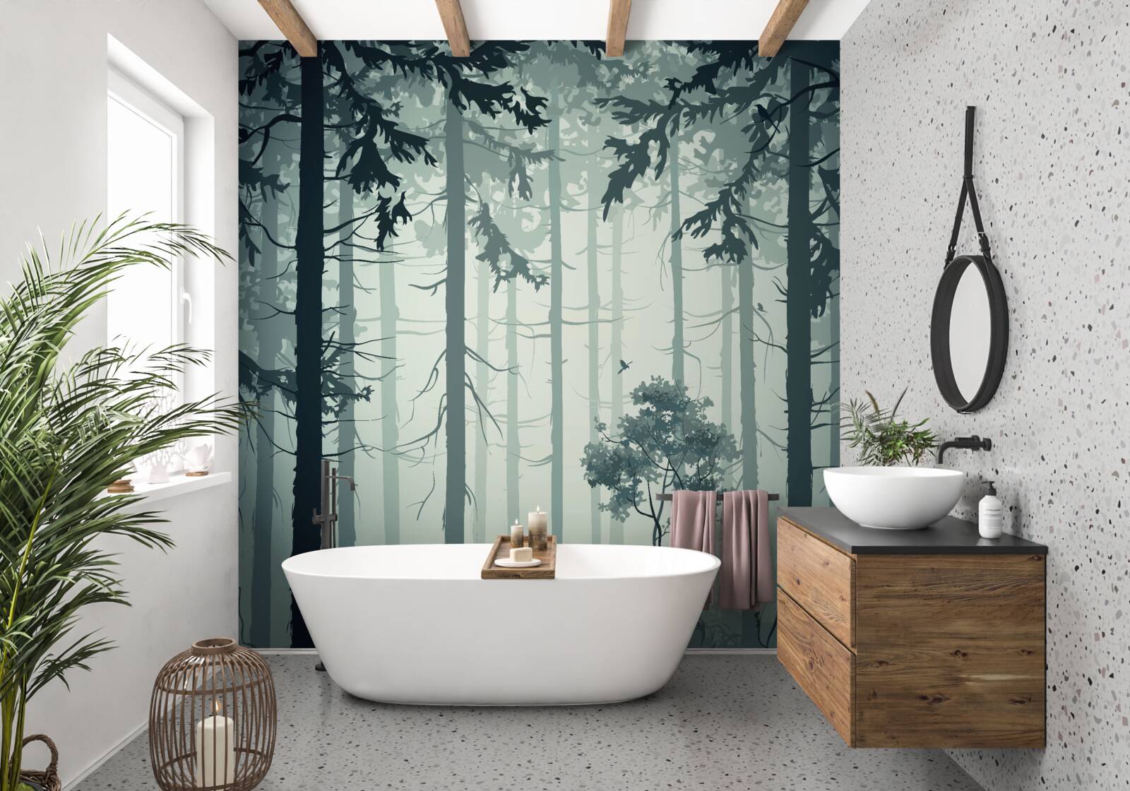 Fototapeta les zahalený v tajomnej hmle