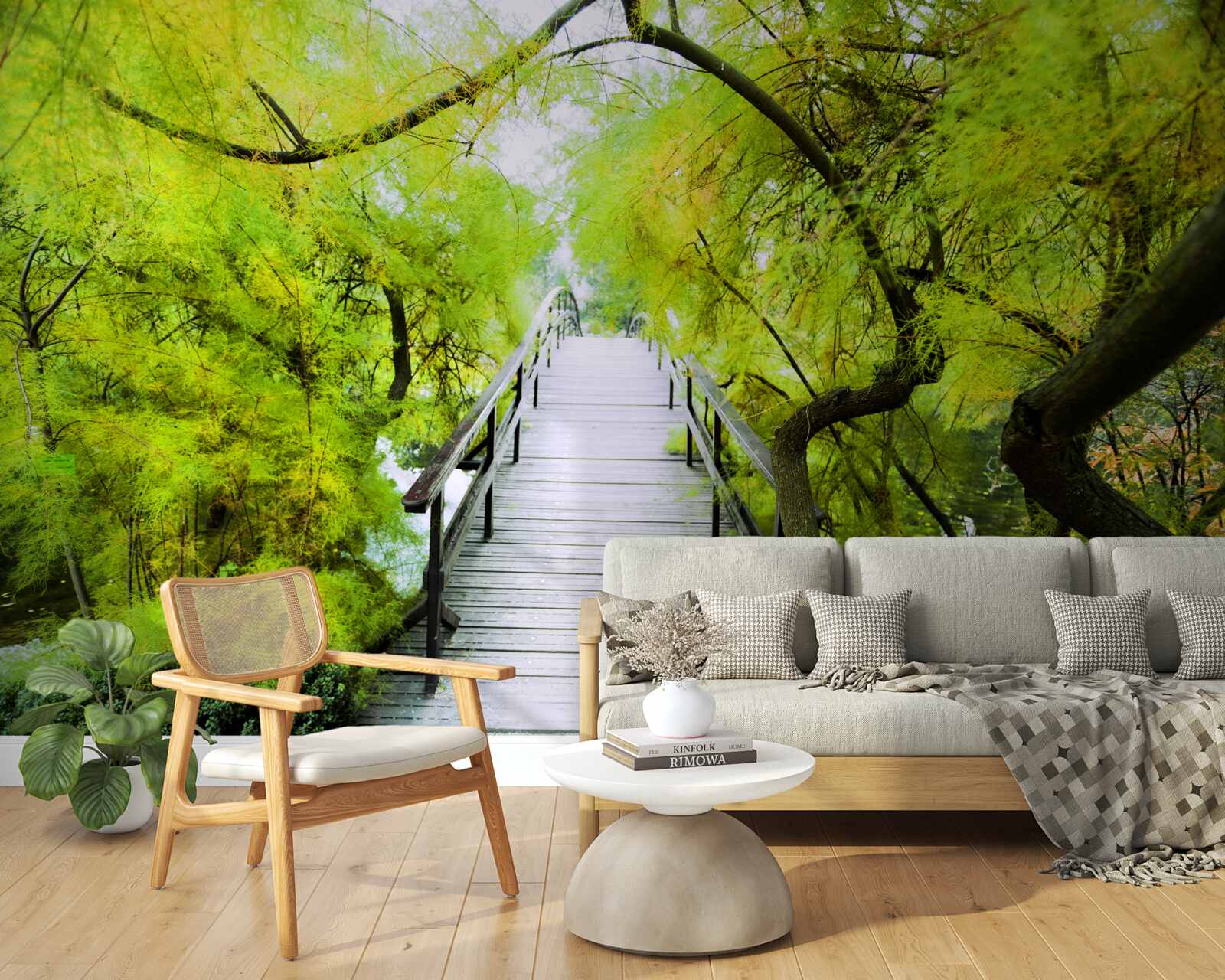 Fototapeta schody vedúce cez zelené plochy