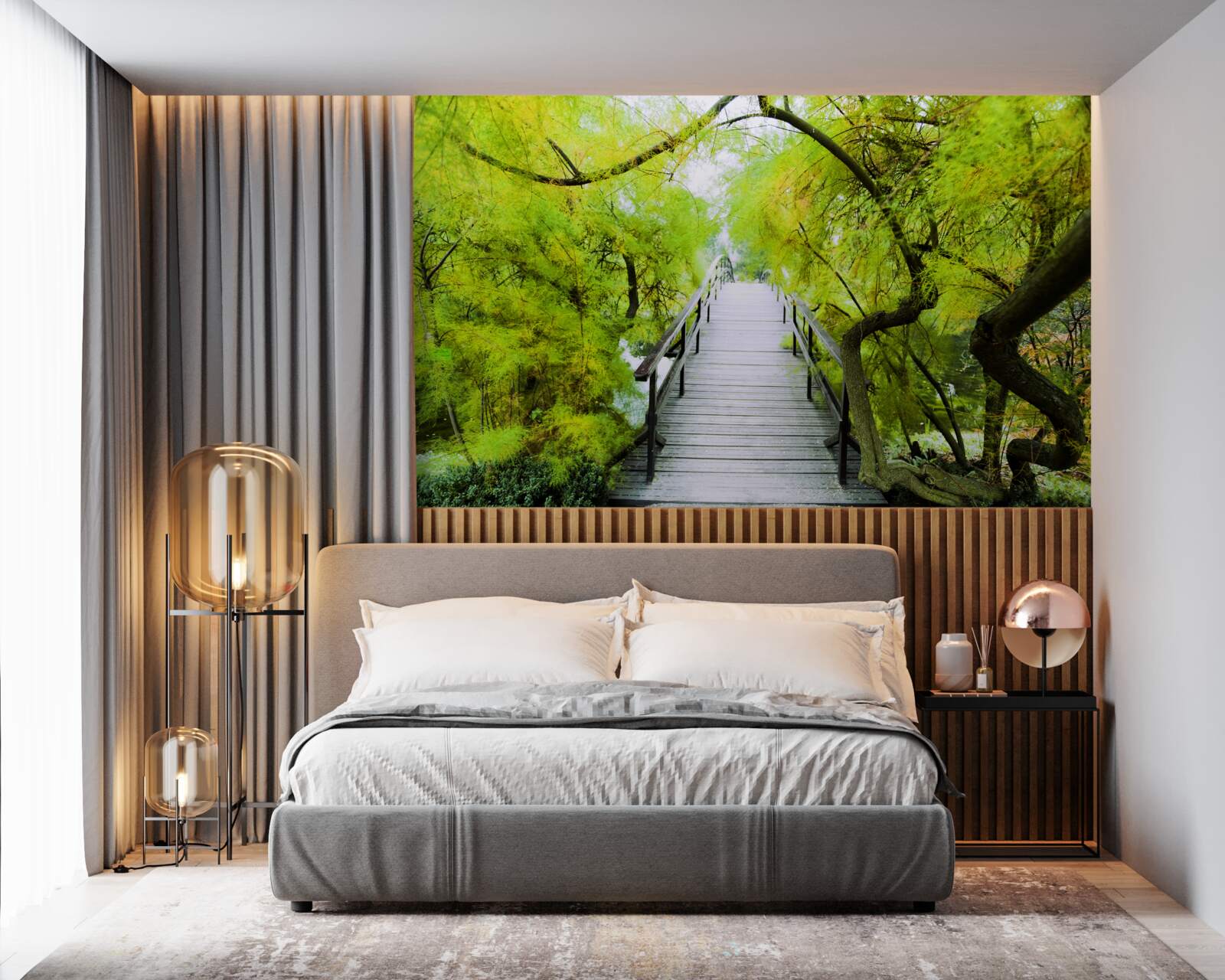 Fototapeta schody vedúce cez zelené plochy