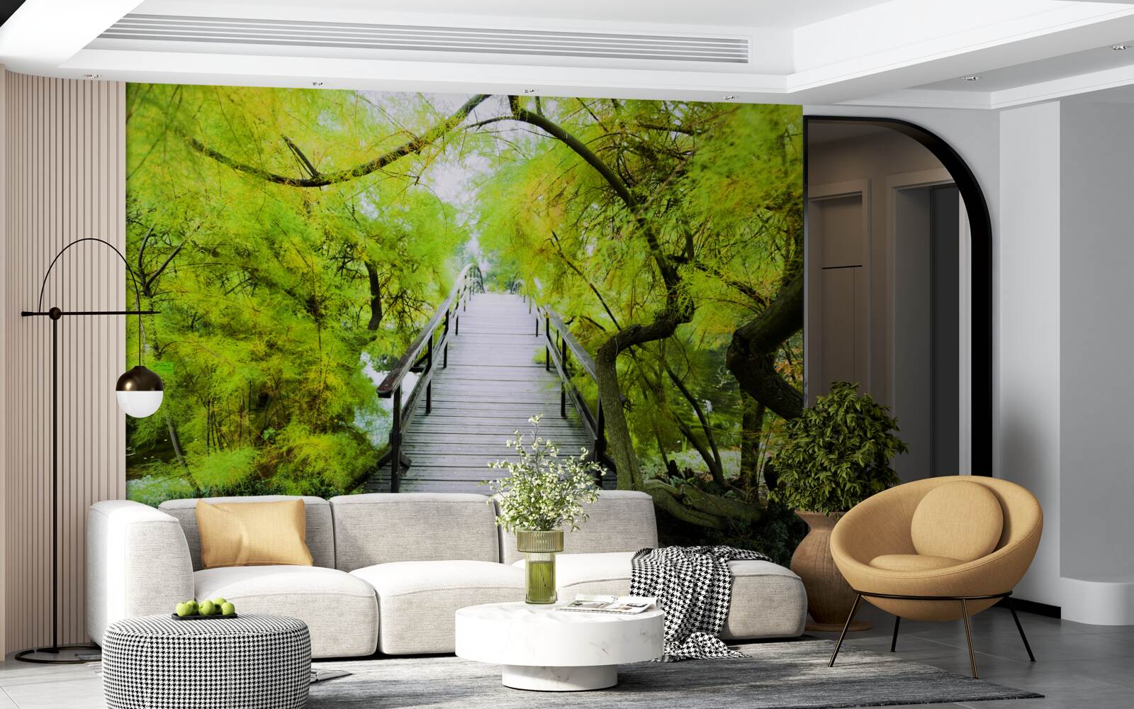 Fototapeta schody vedúce cez zelené plochy