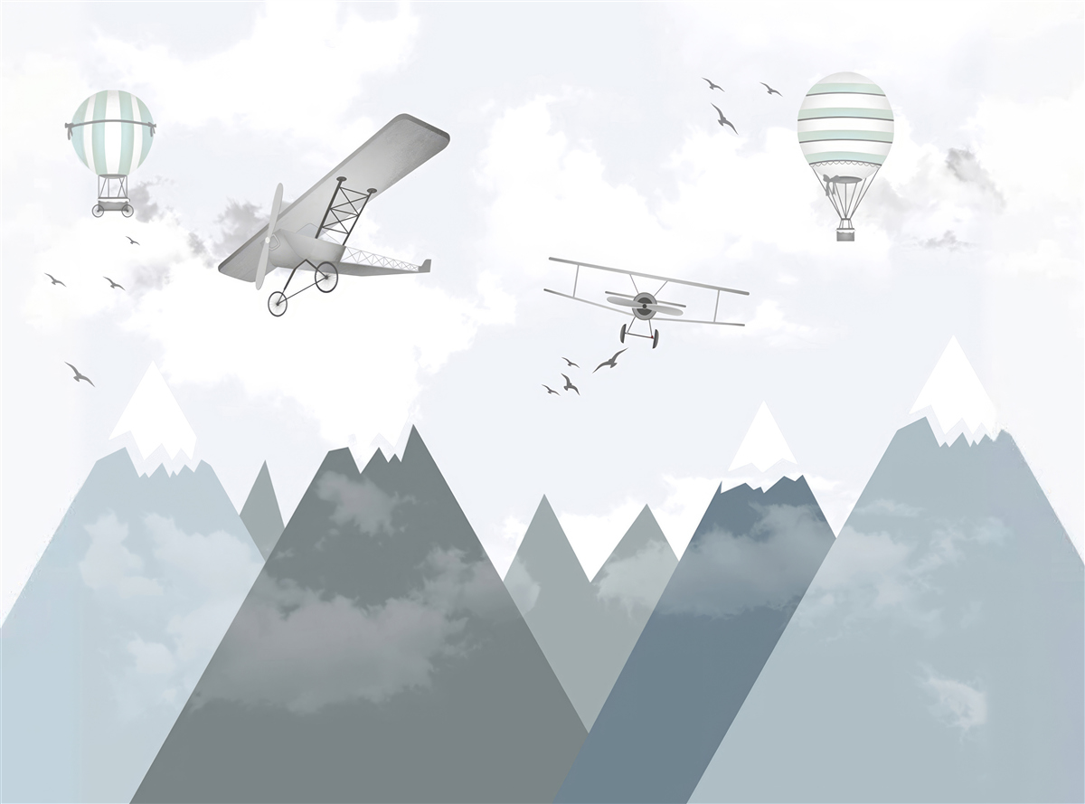 Fototapeta lietadlá a helikoptéry prelietavajú nad horskými štítmi