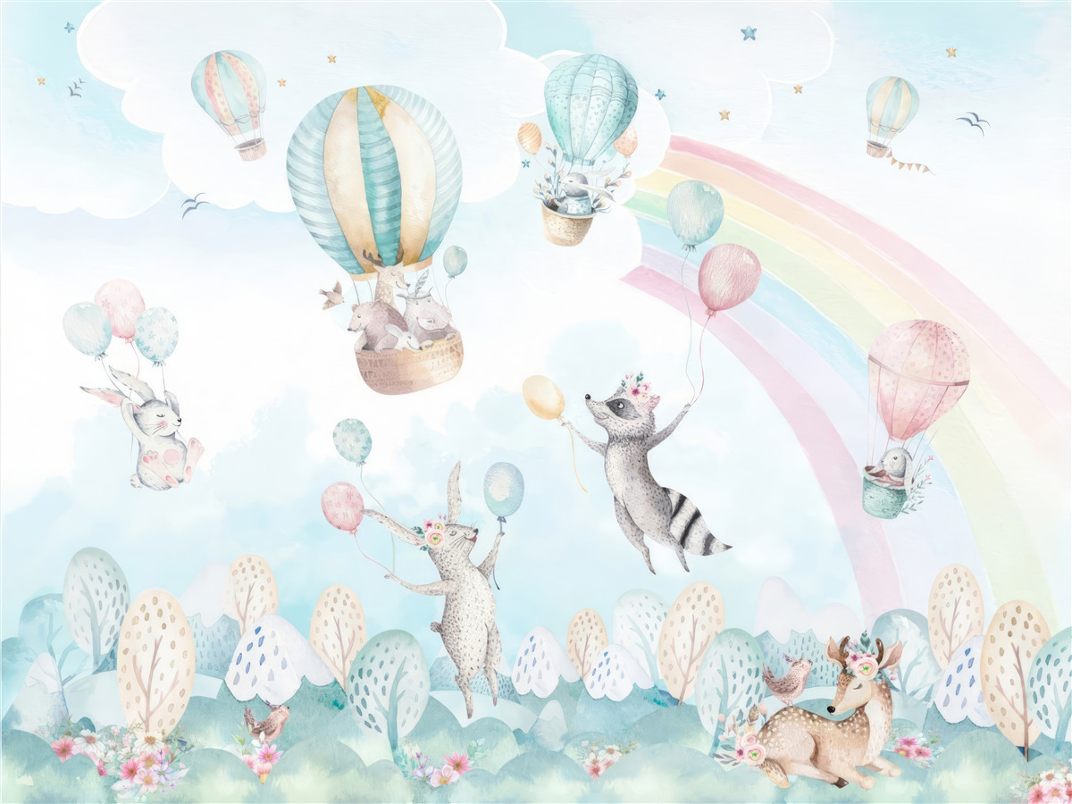 Fototapeta zvieratká sa hrajú s loptičkami a lietajú