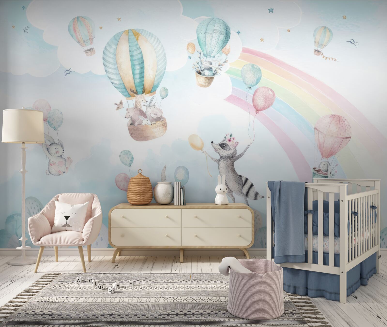 Fototapeta zvieratká sa hrajú s loptičkami a lietajú