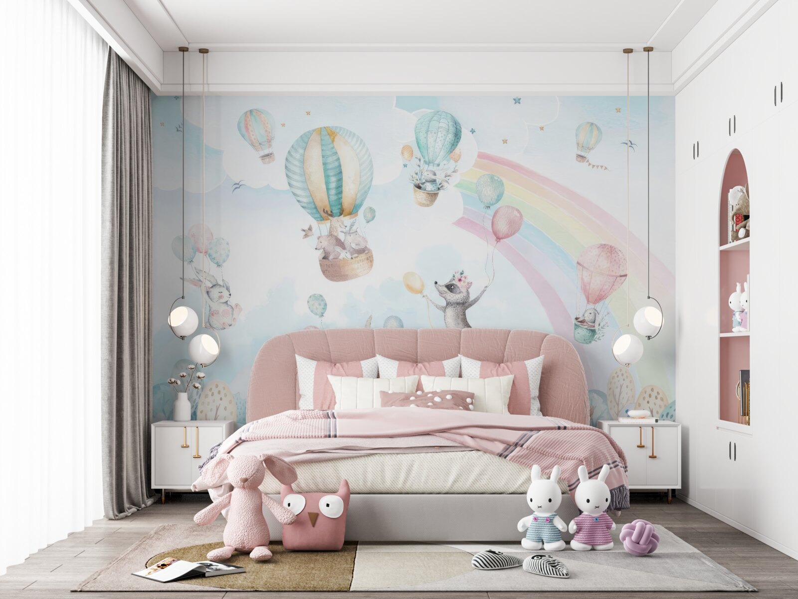 Fototapeta zvieratká sa hrajú s loptičkami a lietajú