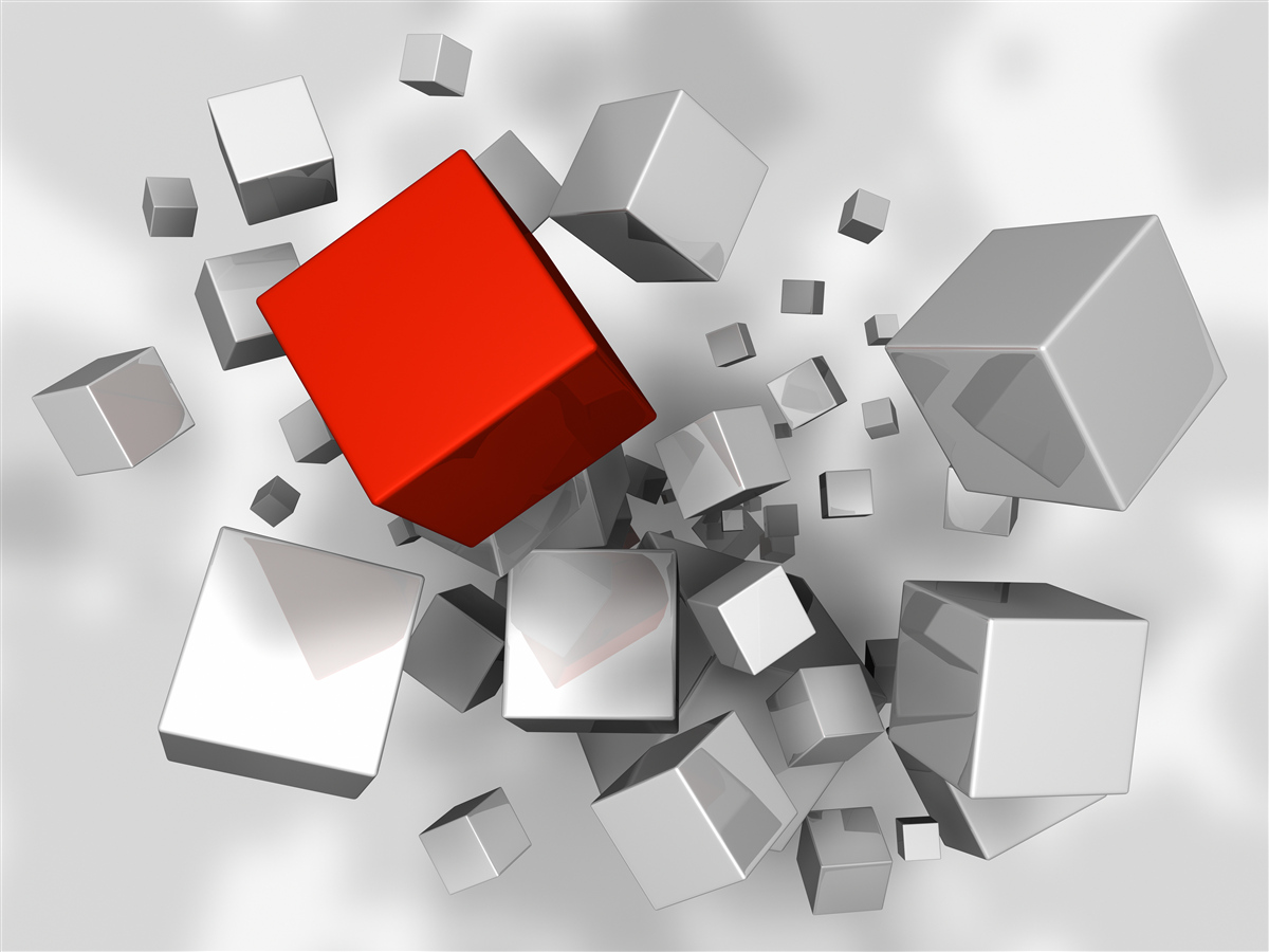 Fototapeta veľké biele kocky a jedna šarlátová