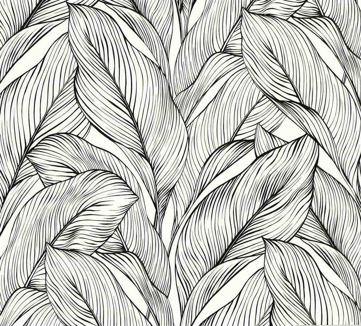 Fototapeta listy vyrobené v čiernej a bielej farbe