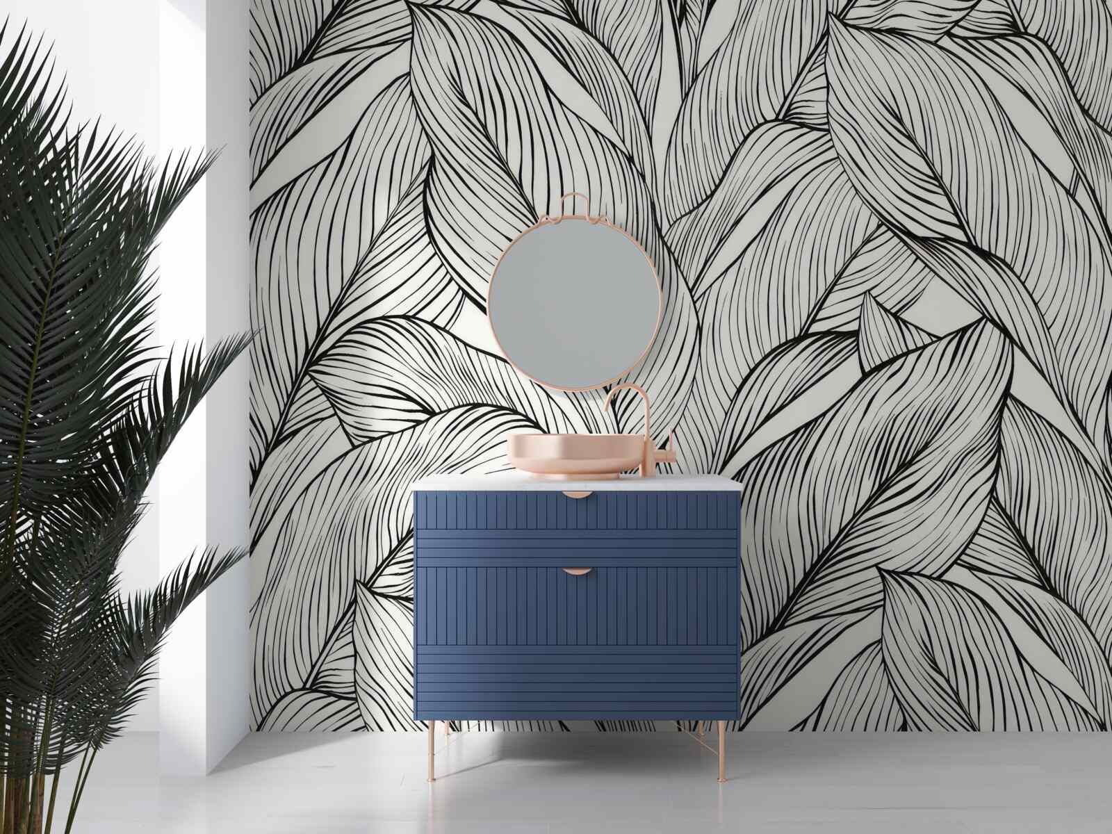 Fototapeta listy vyrobené v čiernej a bielej farbe