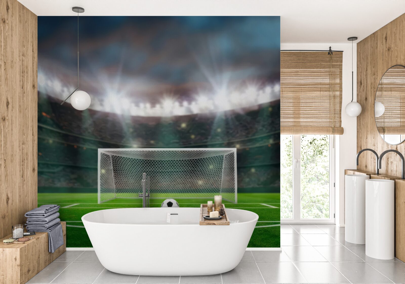 Fototapeta na ihrisku je lopta vedľa brány