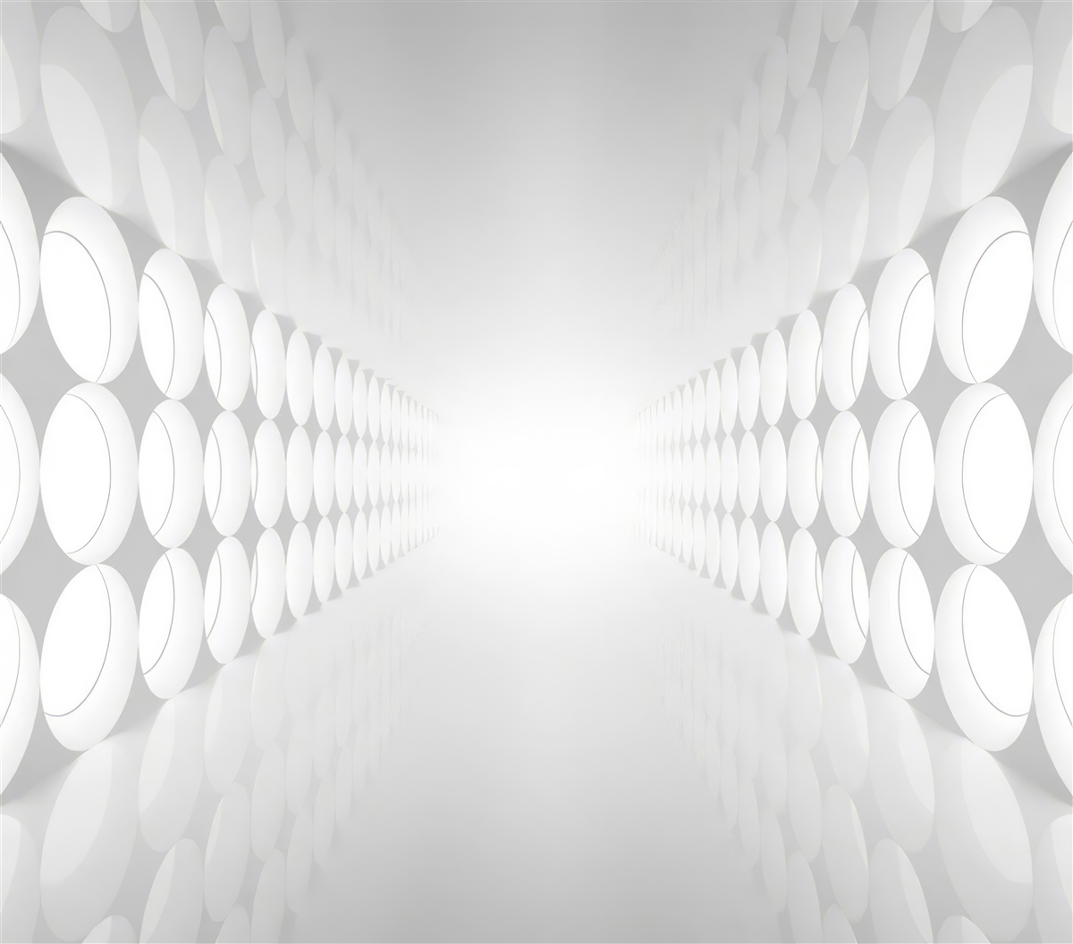 Fototapeta tunel je biely a na konci je osvetlenie