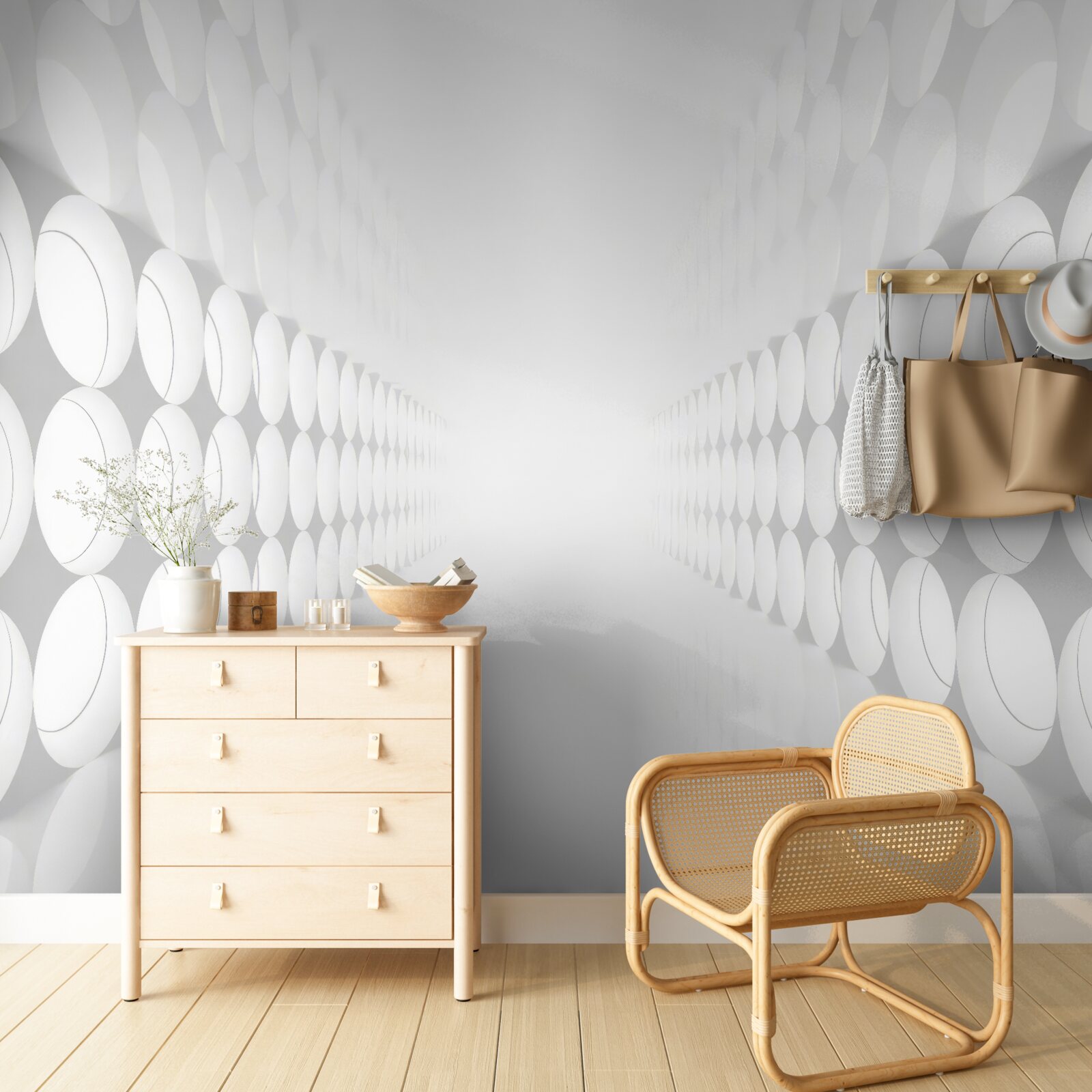 Fototapeta tunel je biely a na konci je osvetlenie