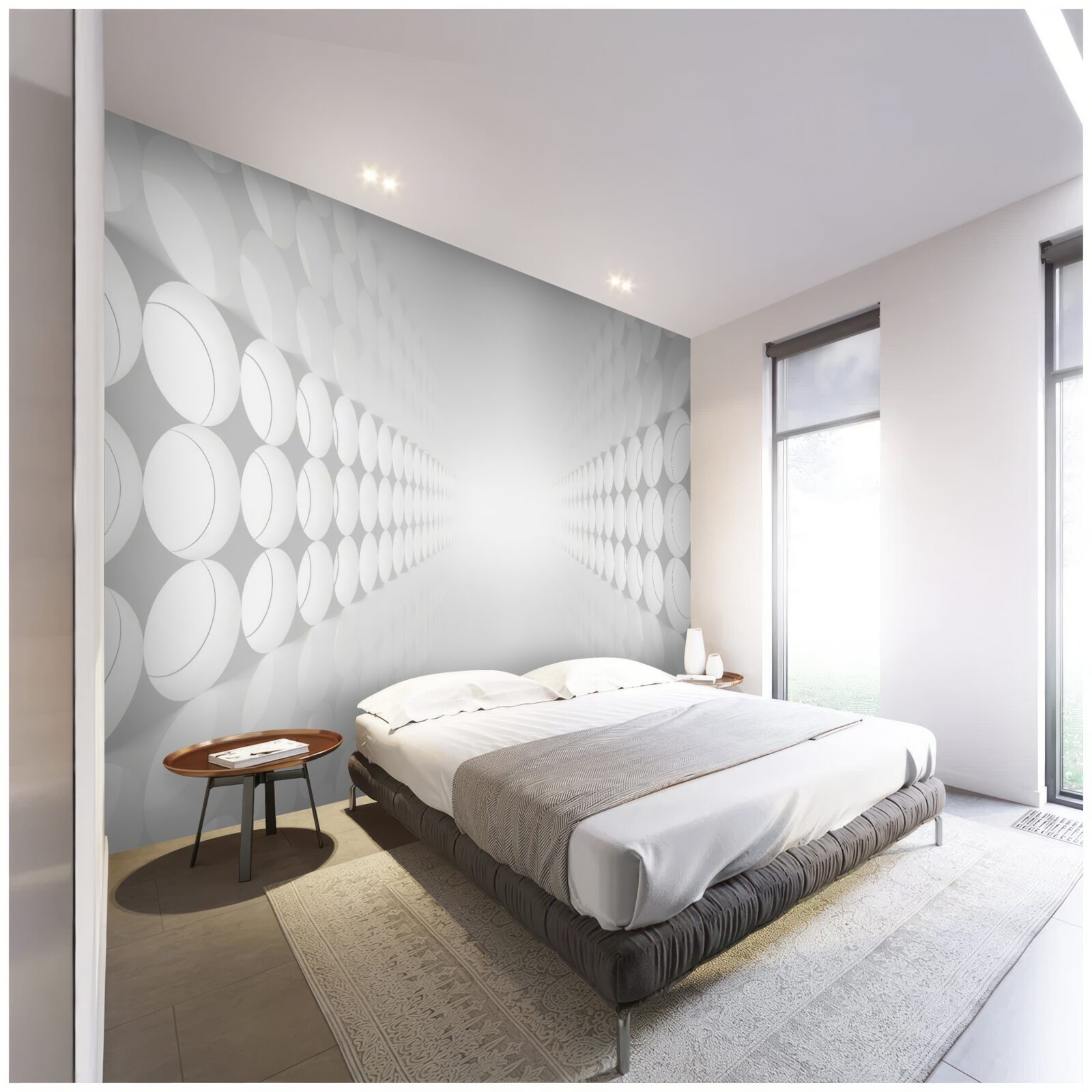 Fototapeta tunel je biely a na konci je osvetlenie