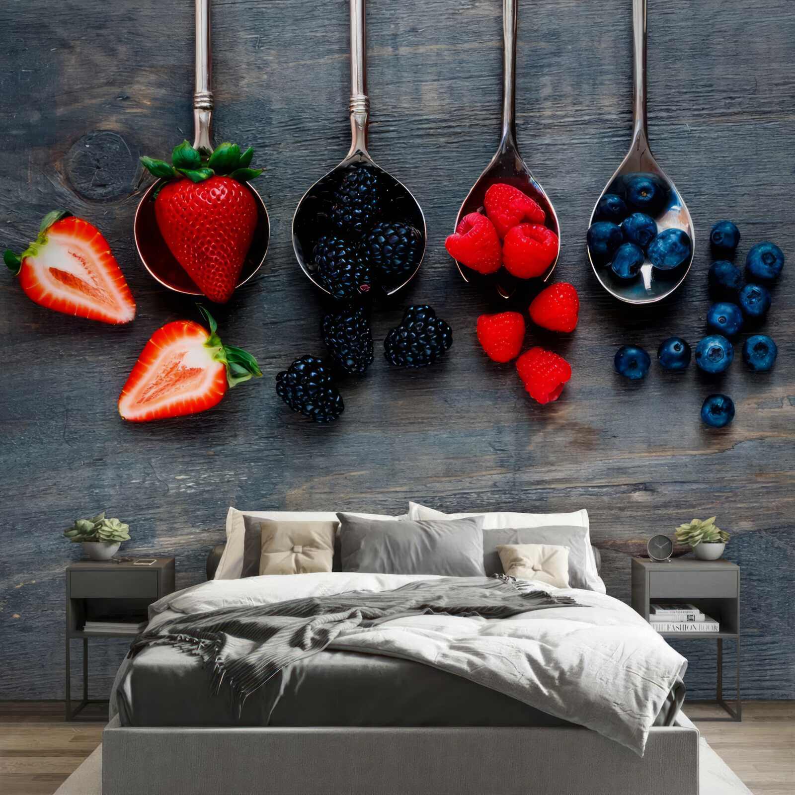 Fototapeta Lyžice plnené bobuľami