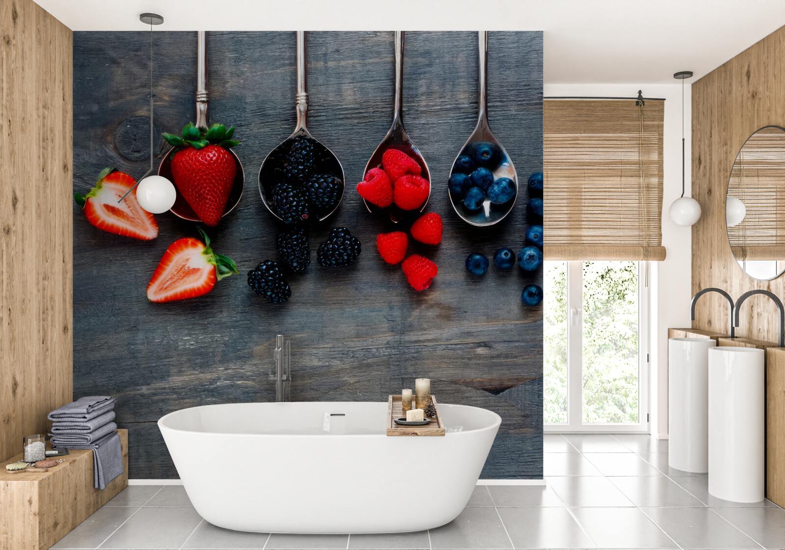 Fototapeta Lyžice plnené bobuľami