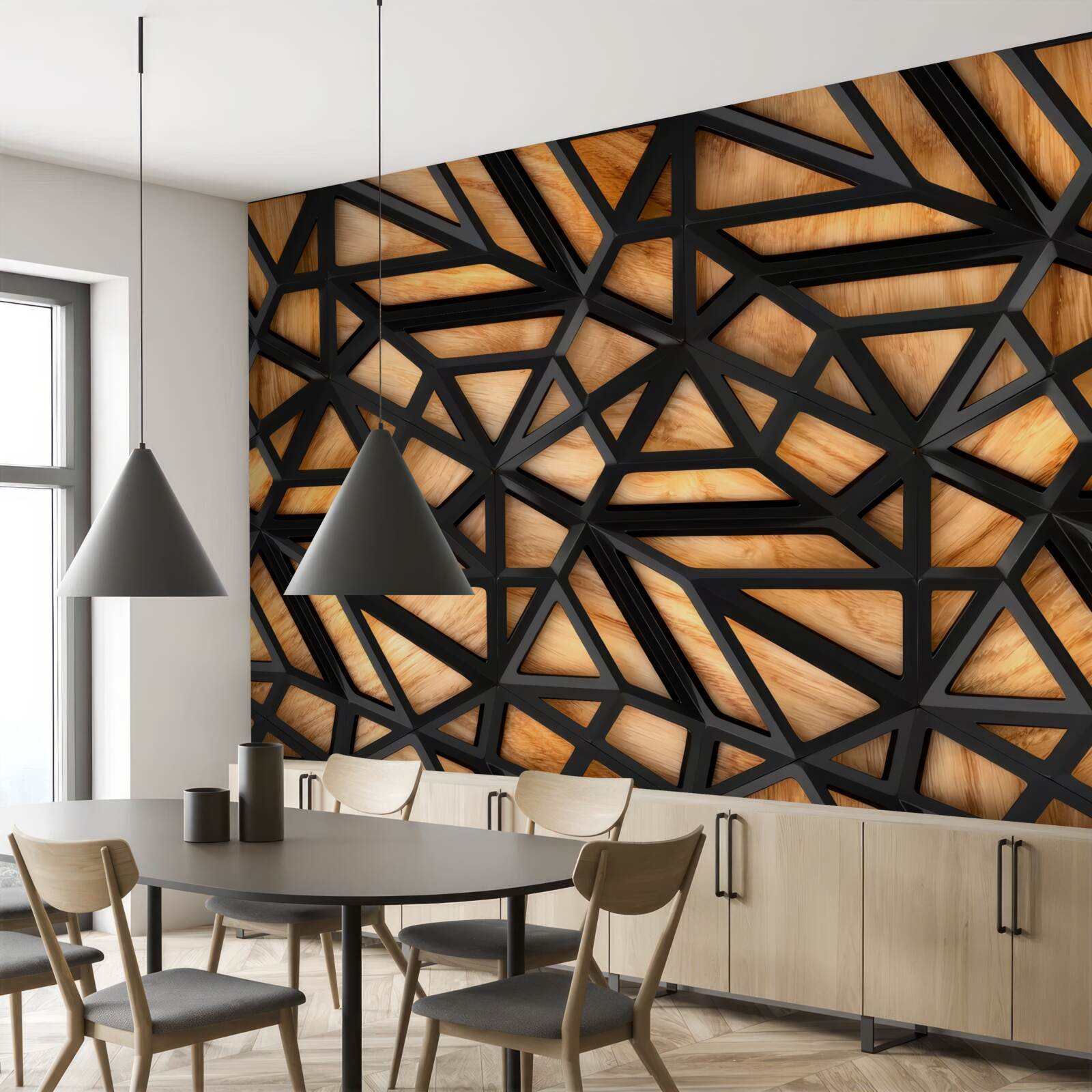 Fototapeta tmavé čiary na hnedom podklade