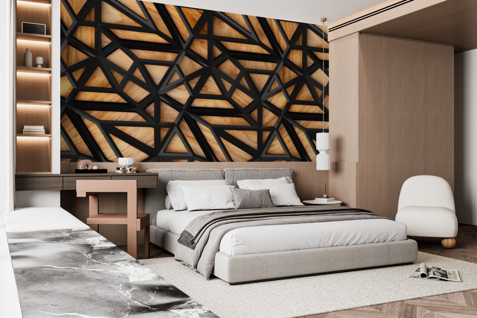 Fototapeta tmavé čiary na hnedom podklade