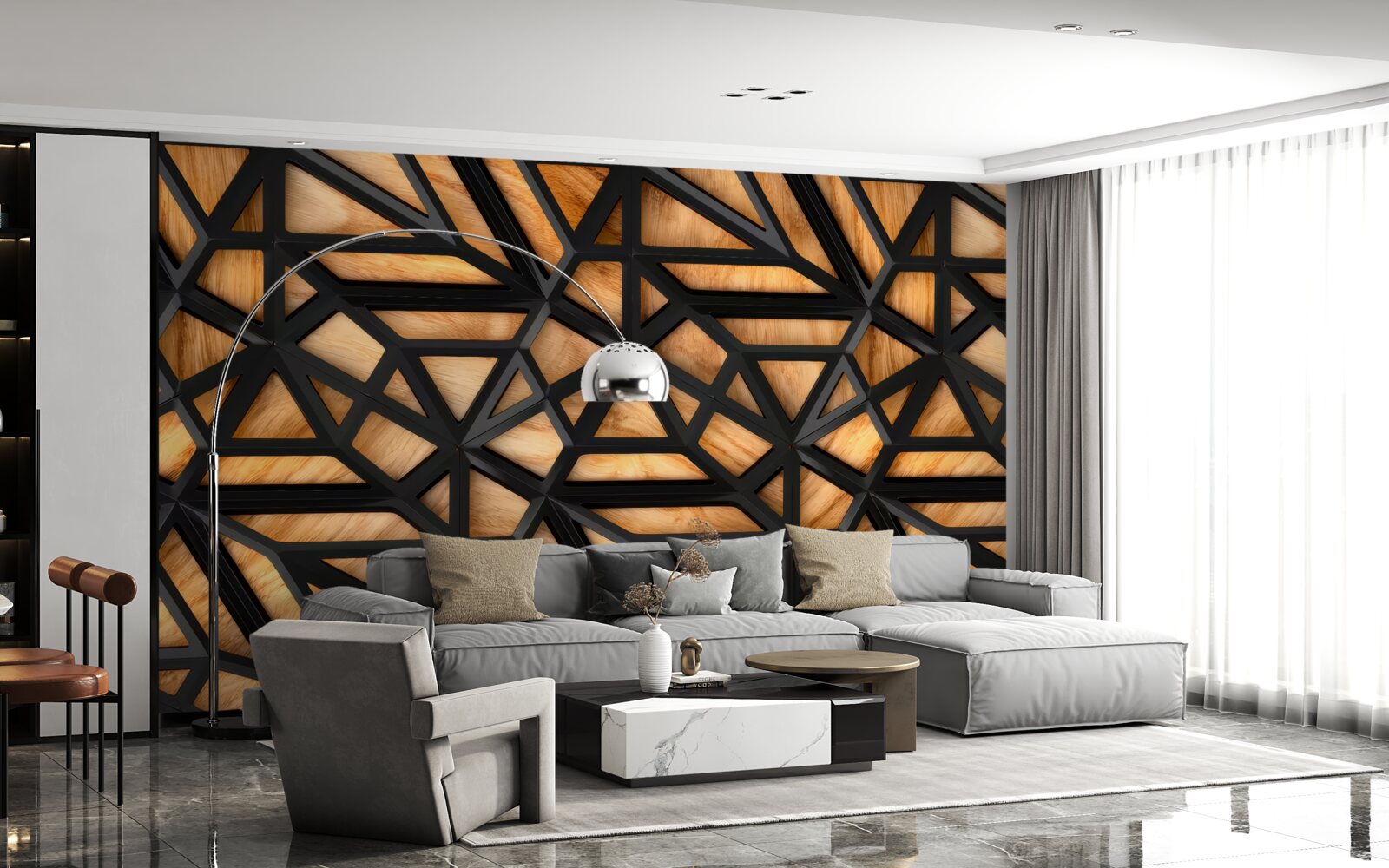 Fototapeta tmavé čiary na hnedom podklade