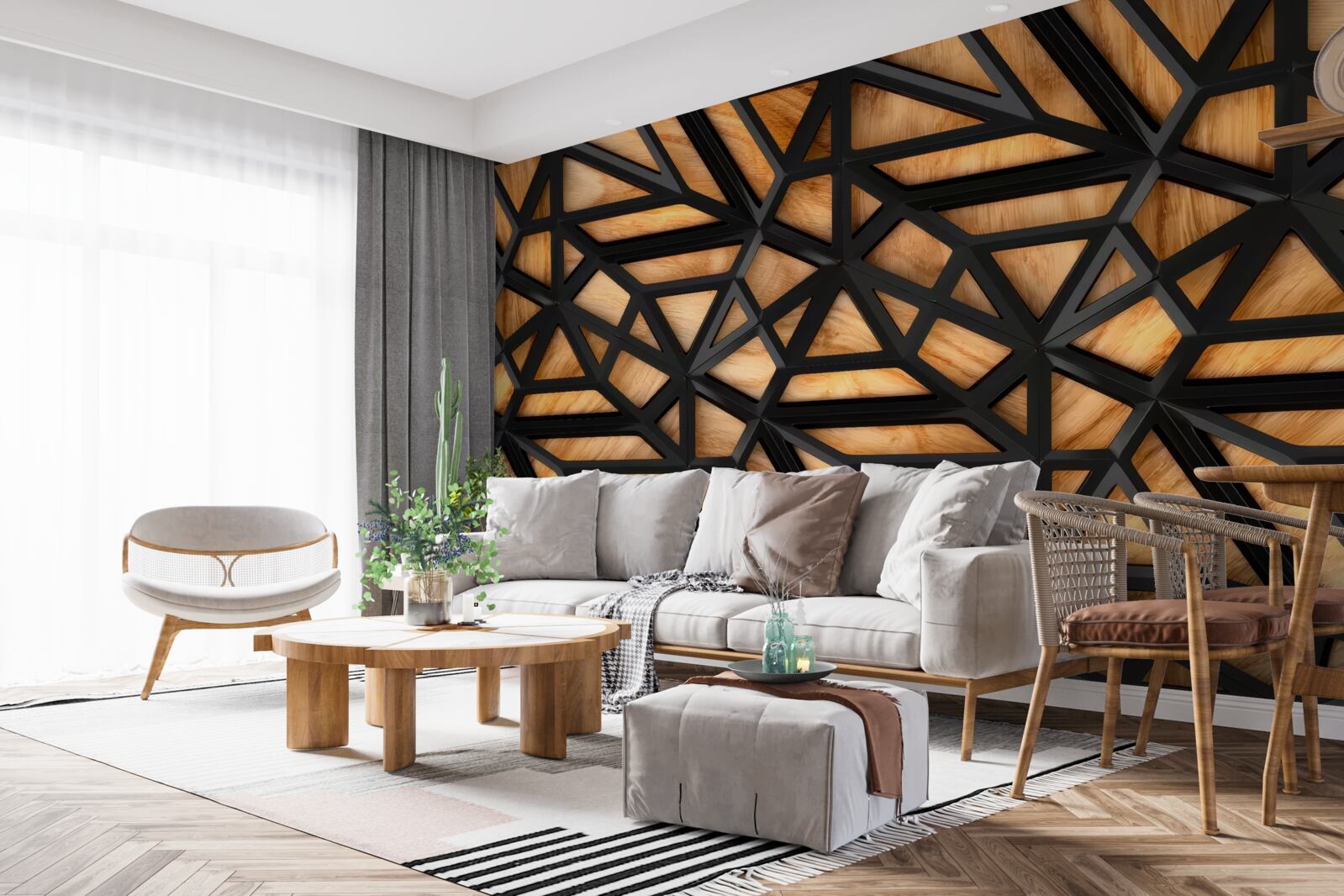 Fototapeta tmavé čiary na hnedom podklade